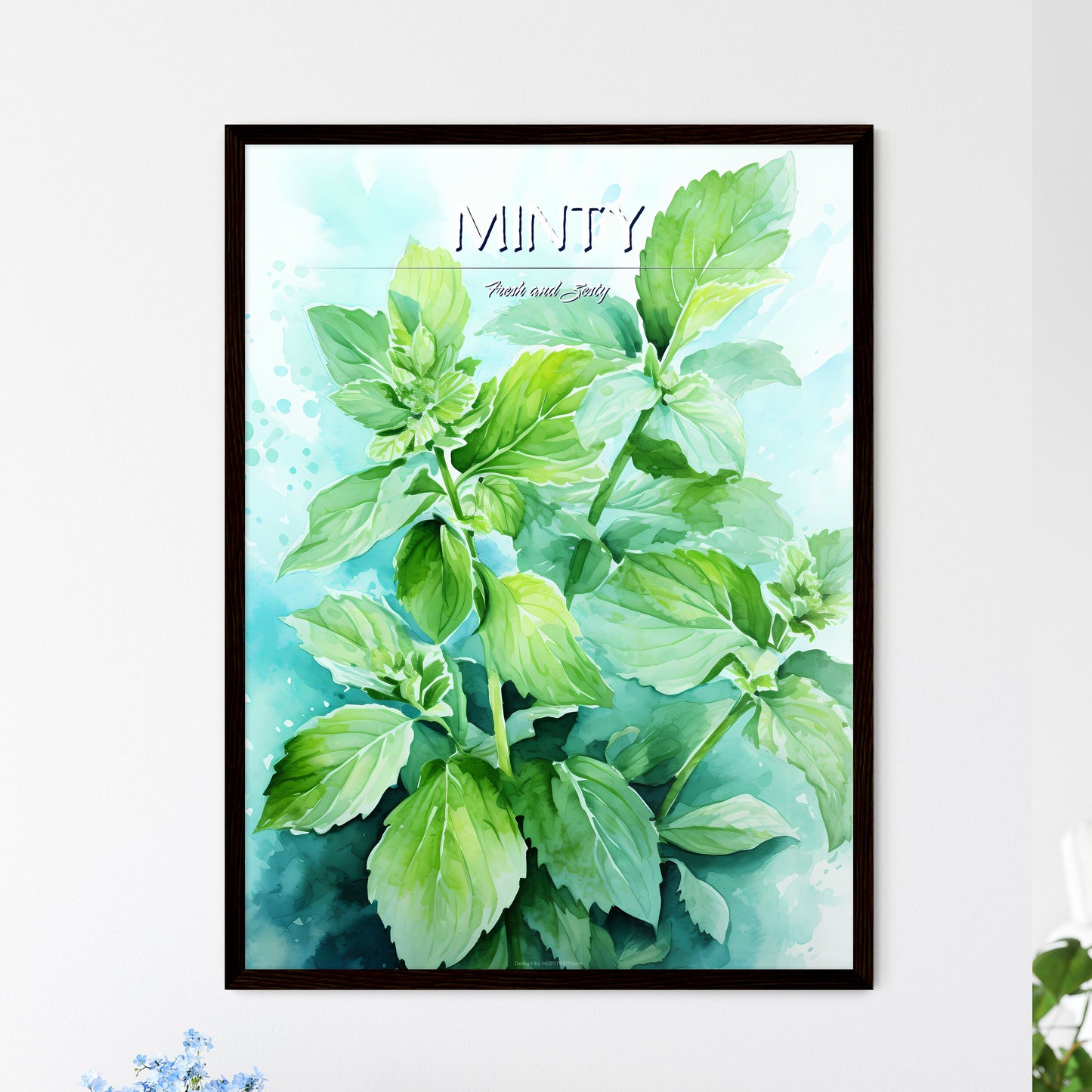 Mint Leaves Watercolor Illustration - A Clos - Framed Art Print