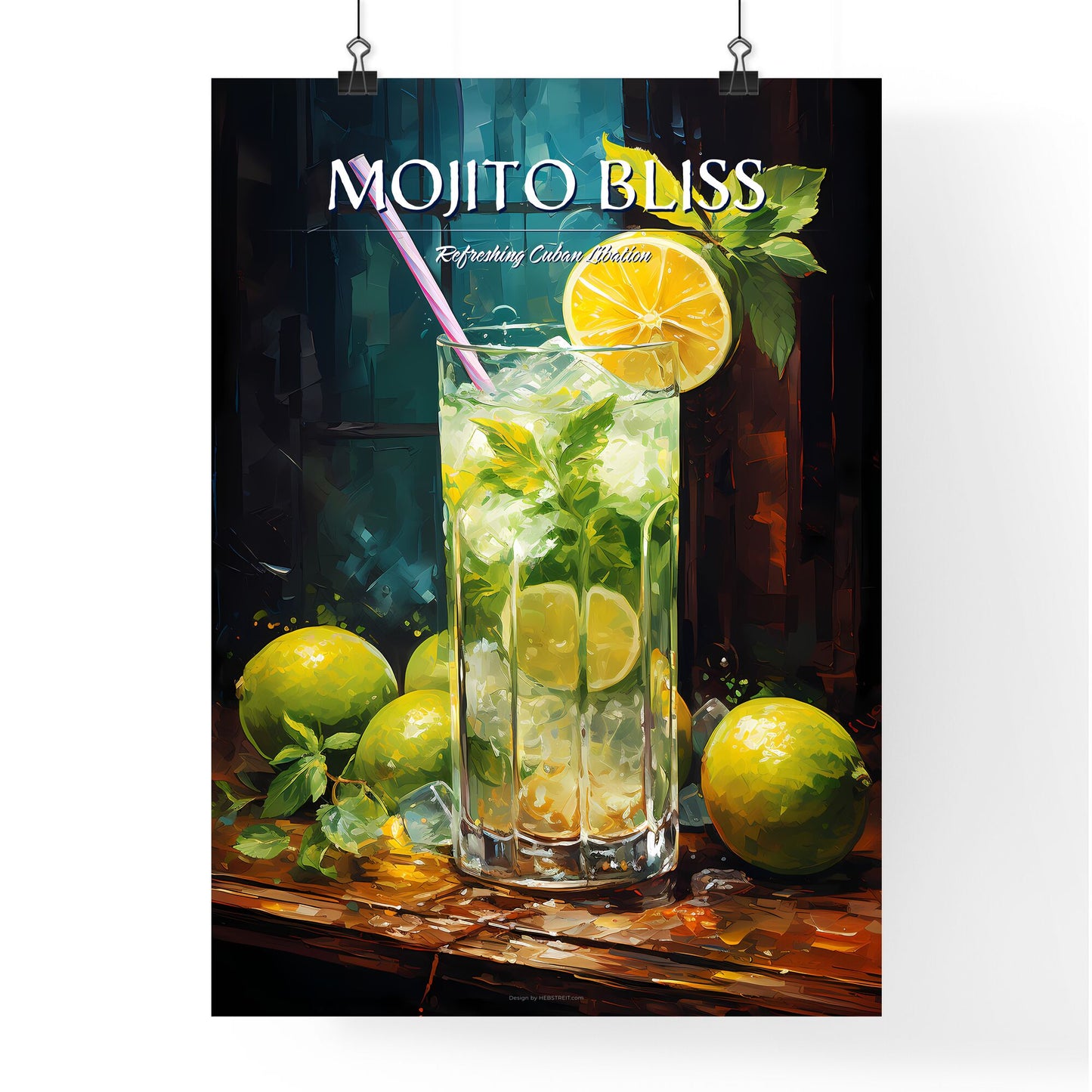 Mojito Is A Traditional Cuban Punch - A Glass Of Ice And Lemonade With A Straw Default Title