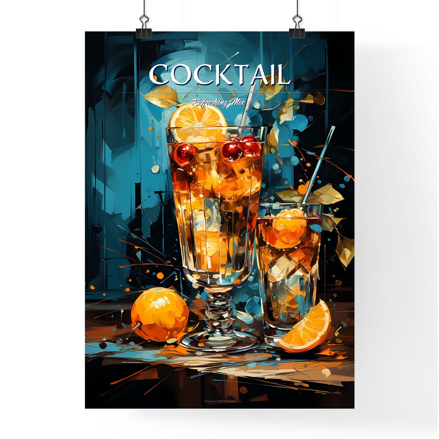 Old Fashioned Cocktail - A Painting Of A Drink With Oranges And Berries Default Title