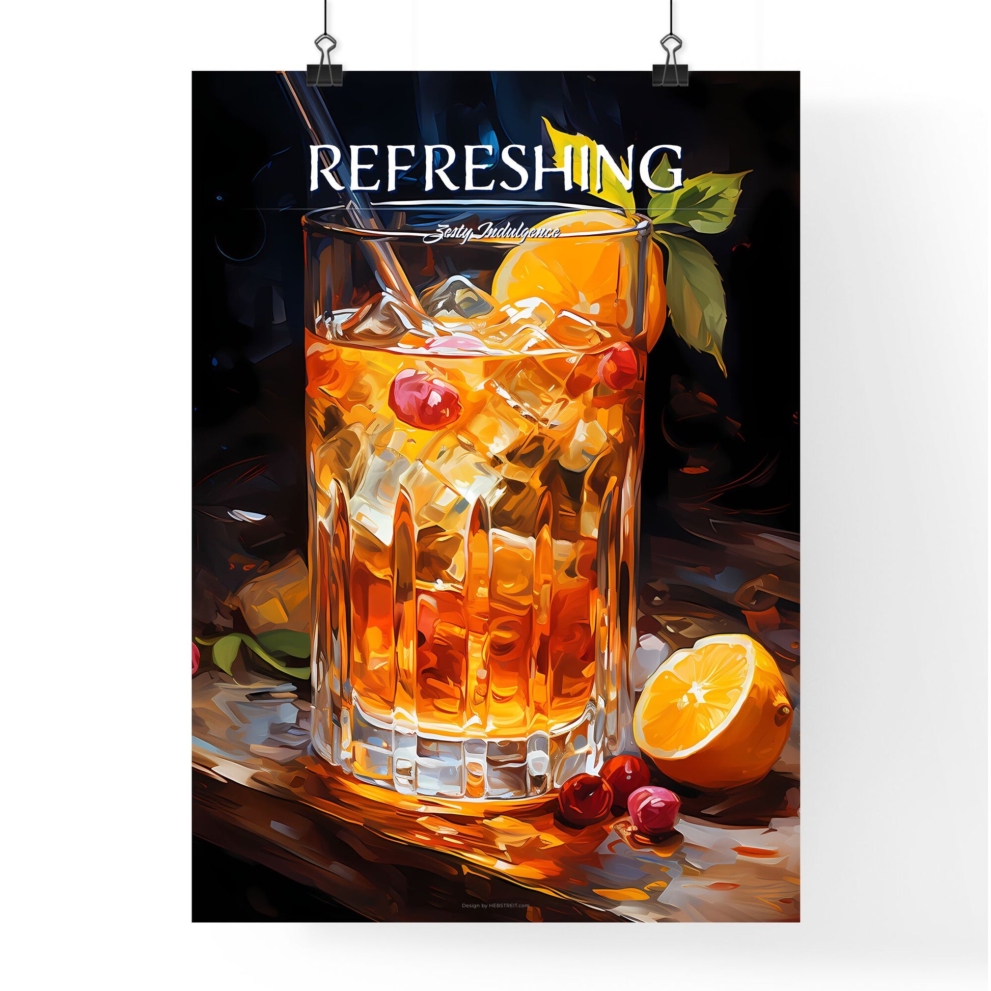 Old Fashioned Cocktail - A Glass Of Ice Tea With Oranges And Cherries Default Title