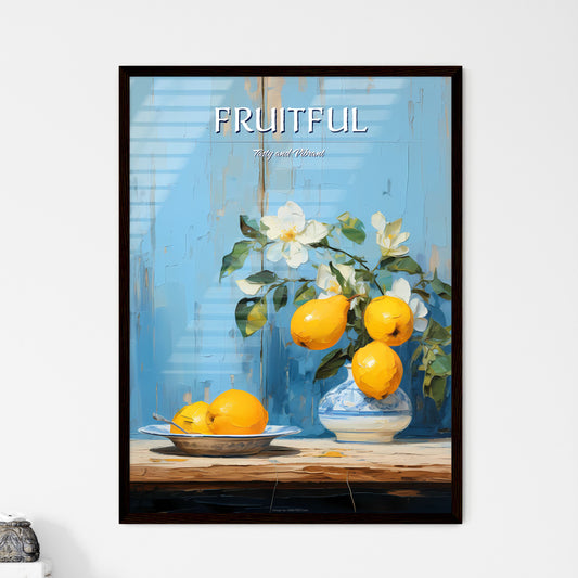 One Yellow Ripe Quince On The Blue Plate - A Painting Of Fruit In A Vase And A Plate Default Title