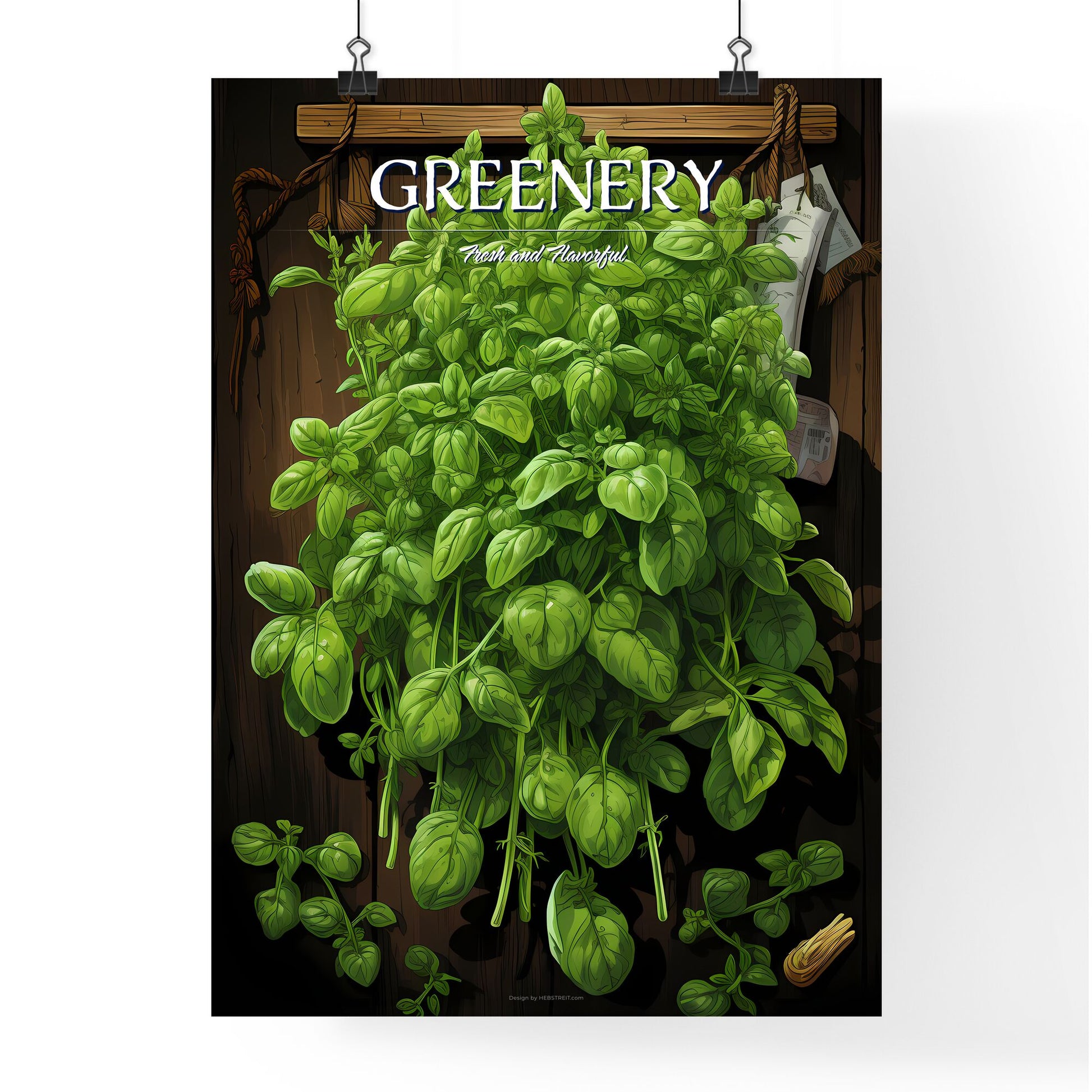 Oregano With Inscription - A Green Plant On A Wooden Wall Default Title