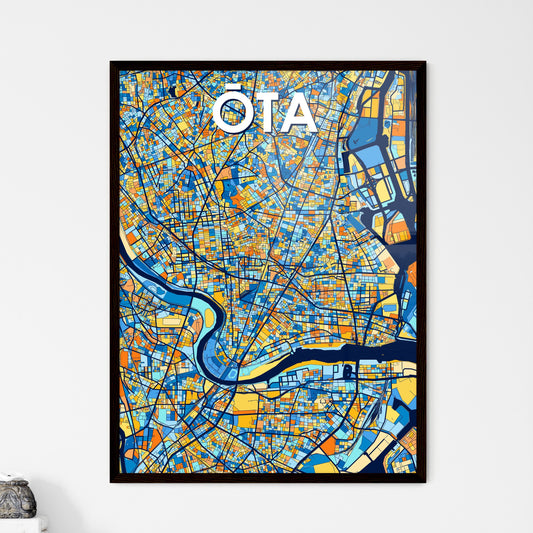 ŌTA JAPAN Vibrant Colorful Art Map Poster Blue Orange