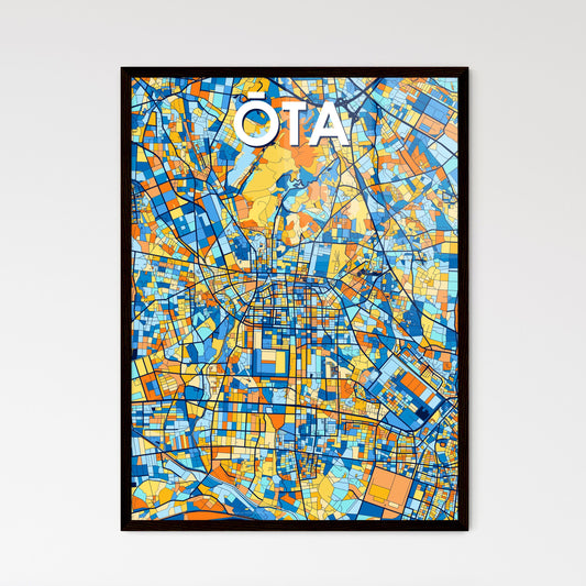 ŌTA JAPAN Vibrant Colorful Art Map Poster Blue Orange