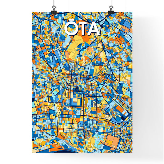 ŌTA JAPAN Vibrant Colorful Art Map Poster Blue Orange