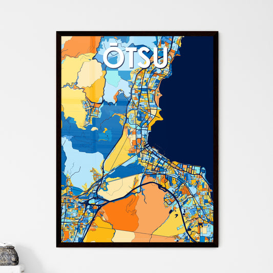 ŌTSU JAPAN Vibrant Colorful Art Map Poster Blue Orange