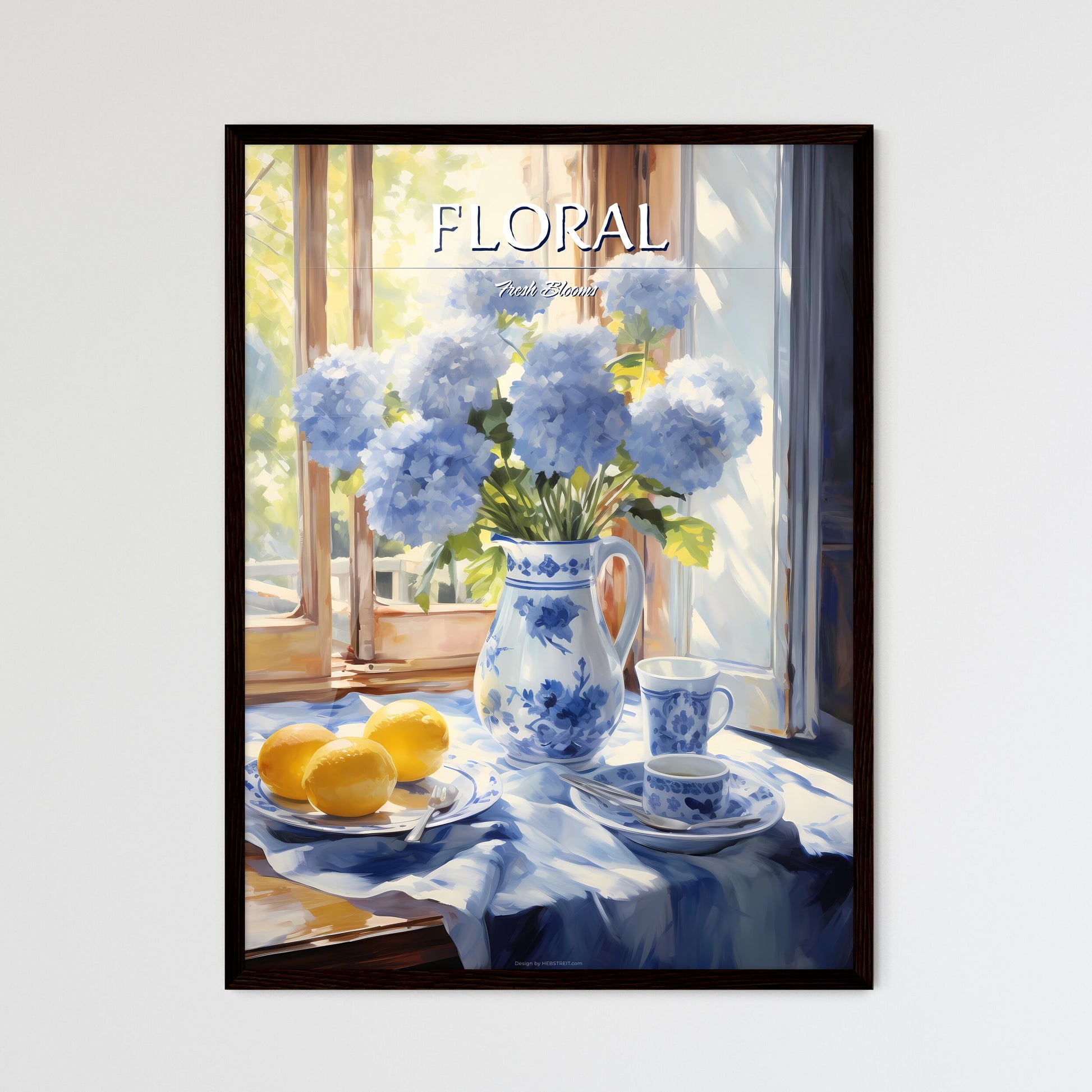 Painting Of A Vase Of Flowers And Lemons On A Table Art Print Default Title