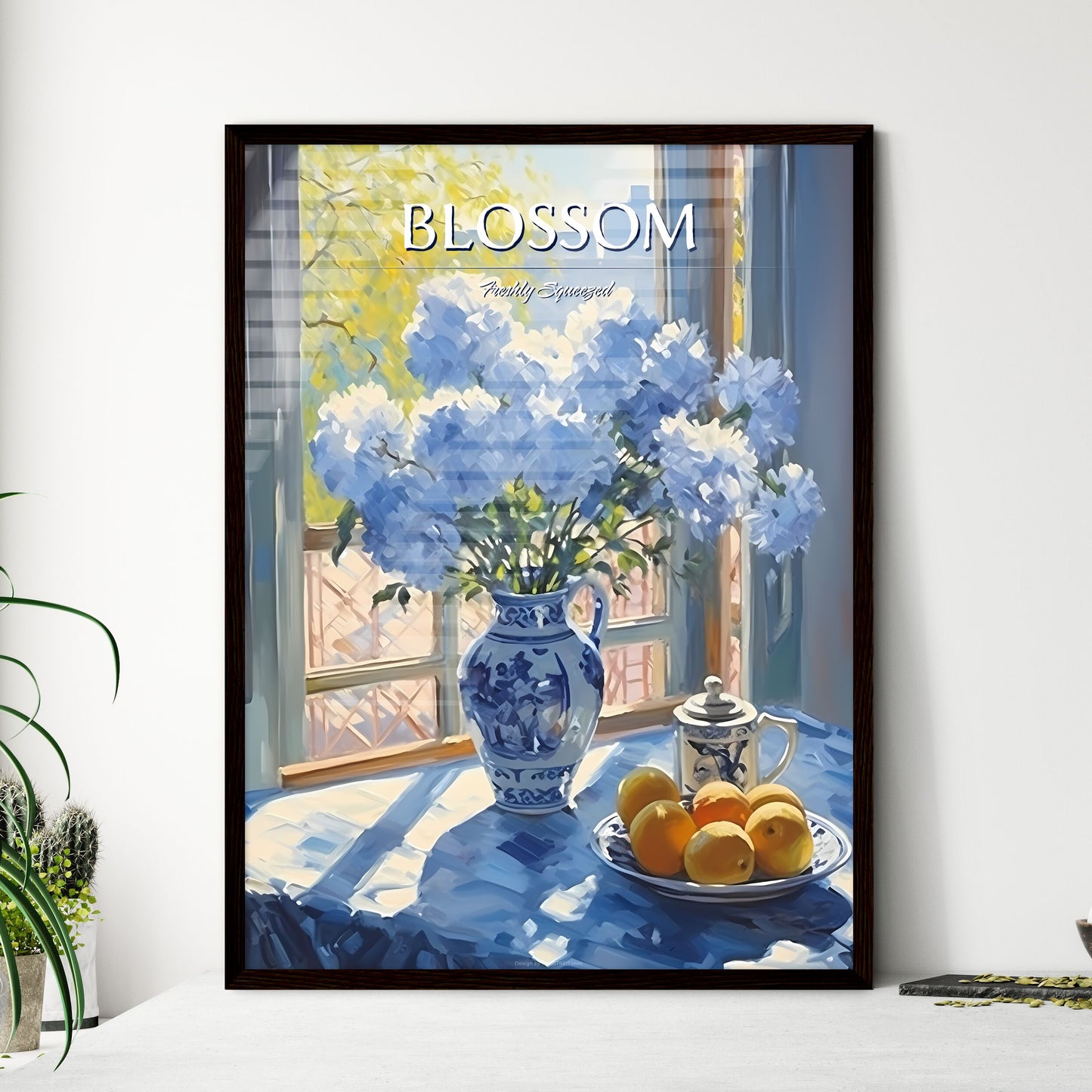 Painting Of Flowers In A Vase And A Plate Of Oranges Art Print Default Title