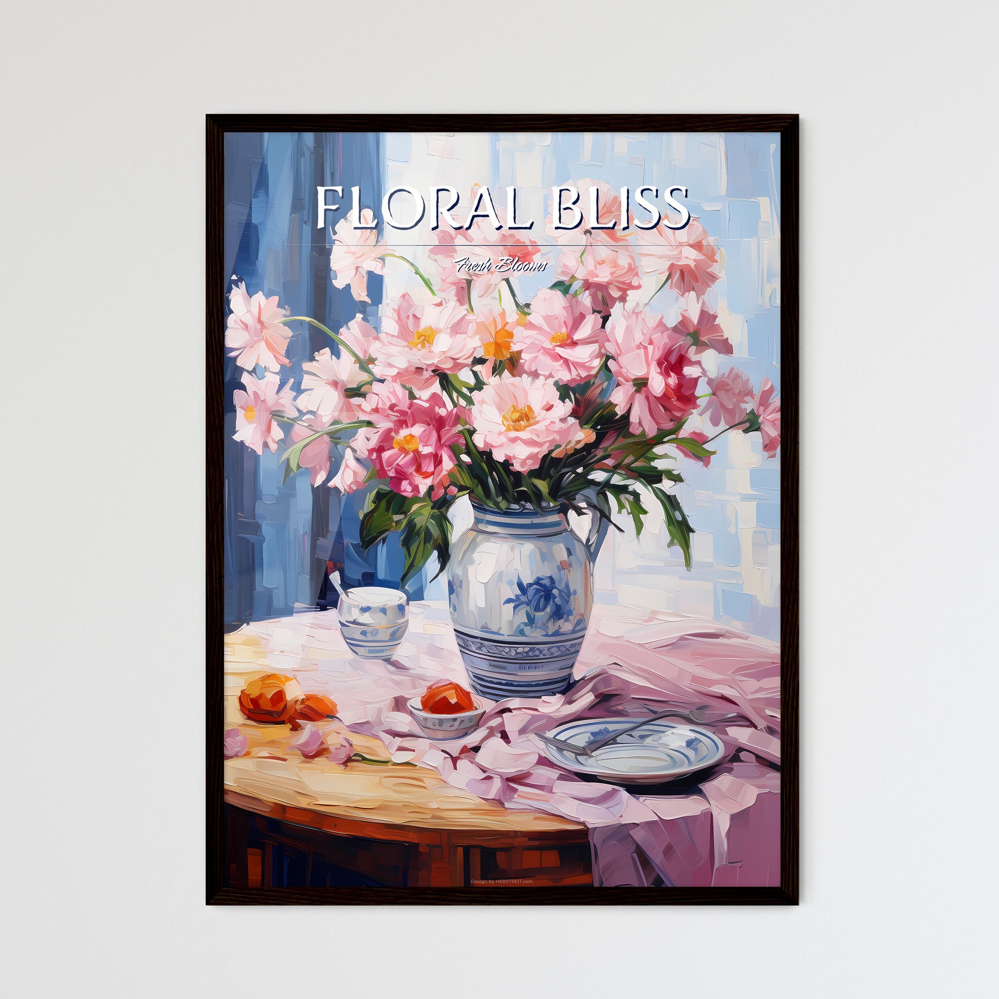 Pink Table With Flowers - A Painting Of A Vase Of Pink Flowers Default Title