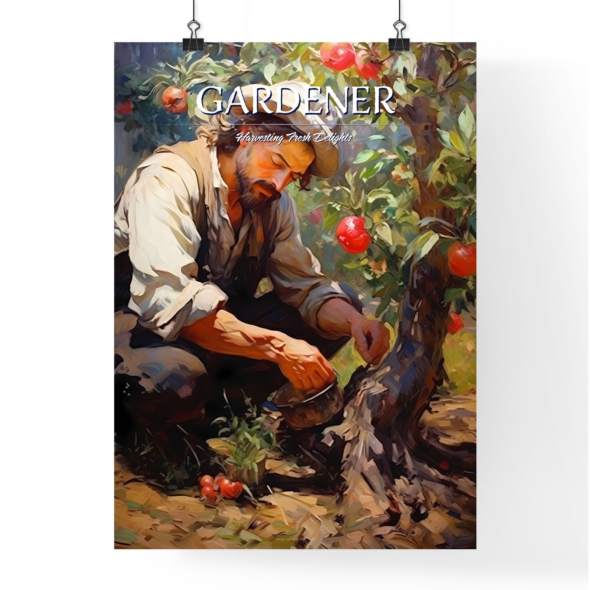 Planting An Apple Tree In The Garden - A Man In A Hat Picking Tomatoes From A Tree Default Title