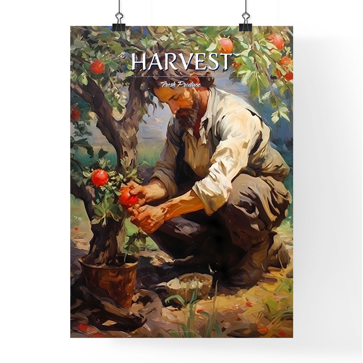 Planting Apple Tree In The Garden - A Man Picking Tomatoes From A Tree Default Title