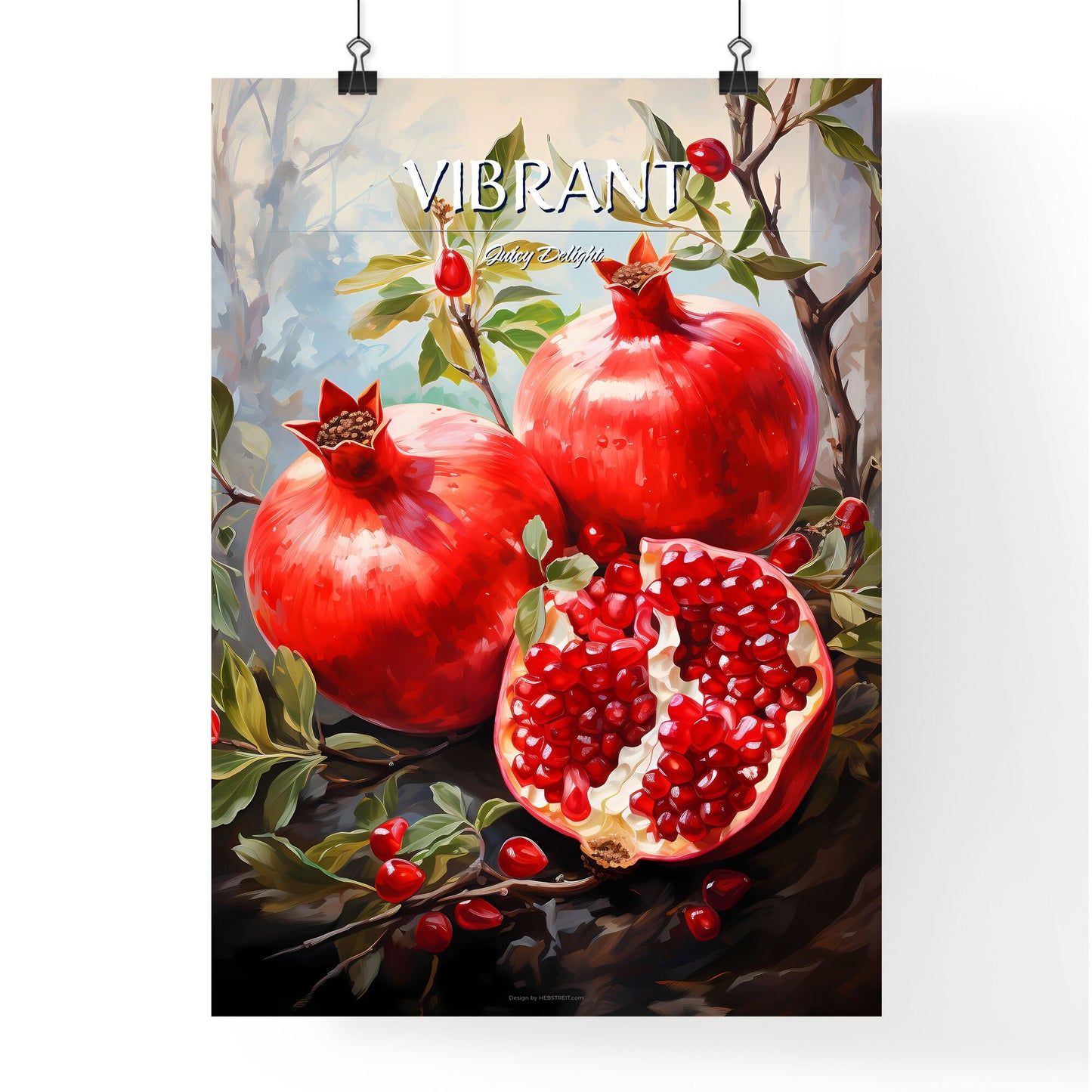 Pomegranate Cosmo - A Painting Of Pomegranates And A Cut Open Fruit Default Title