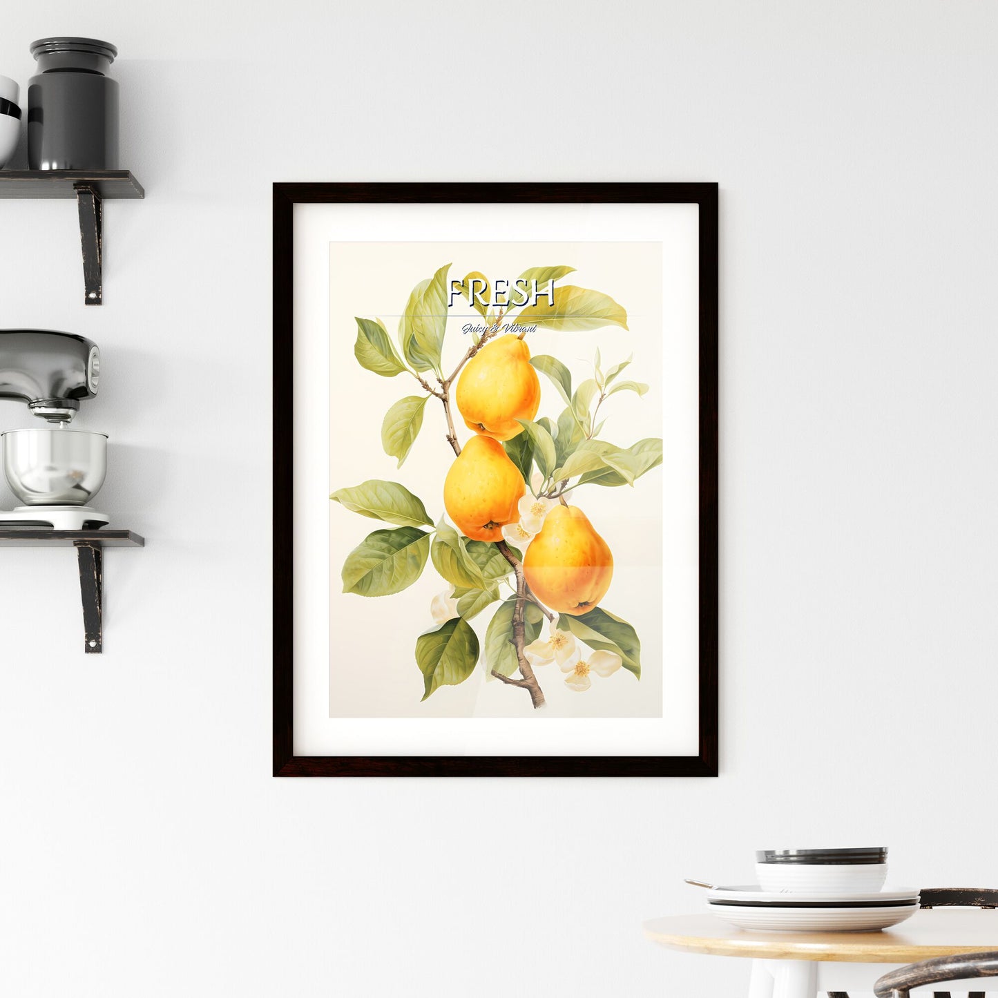 Quince Fruit With Leaf On White - A Yellow Fruit On A Branch Default Title