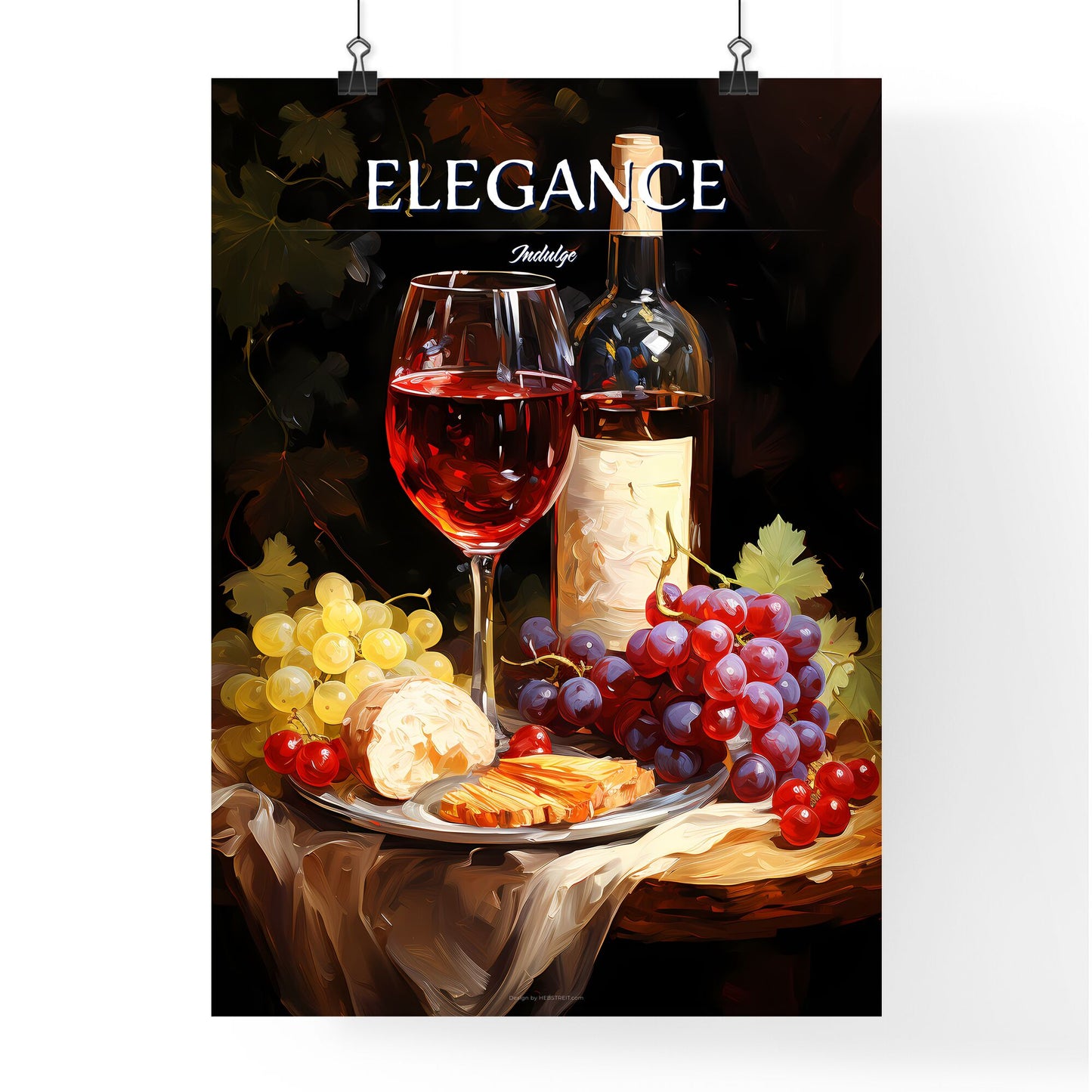 Red And White Wine Composition In Mood Lighting - A Bottle Of Wine And Grapes On A Plate Default Title