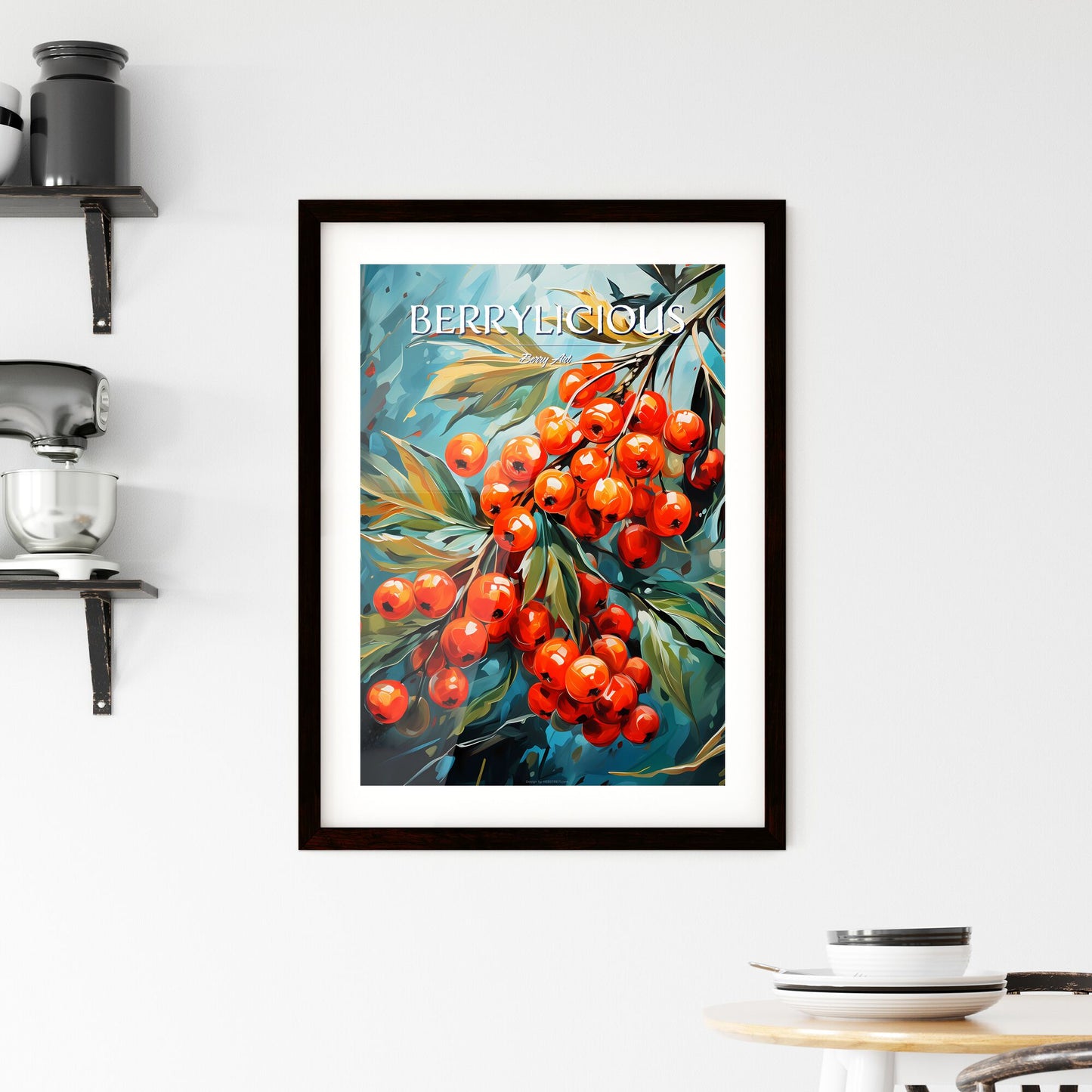 Rowan Berries With Leaves - A Painting Of A Branch With Red Berries Default Title