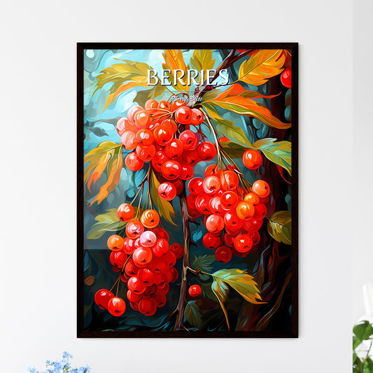 Rowan Berries With Leaves - A Painting Of Red Berries On A Branch Default Title