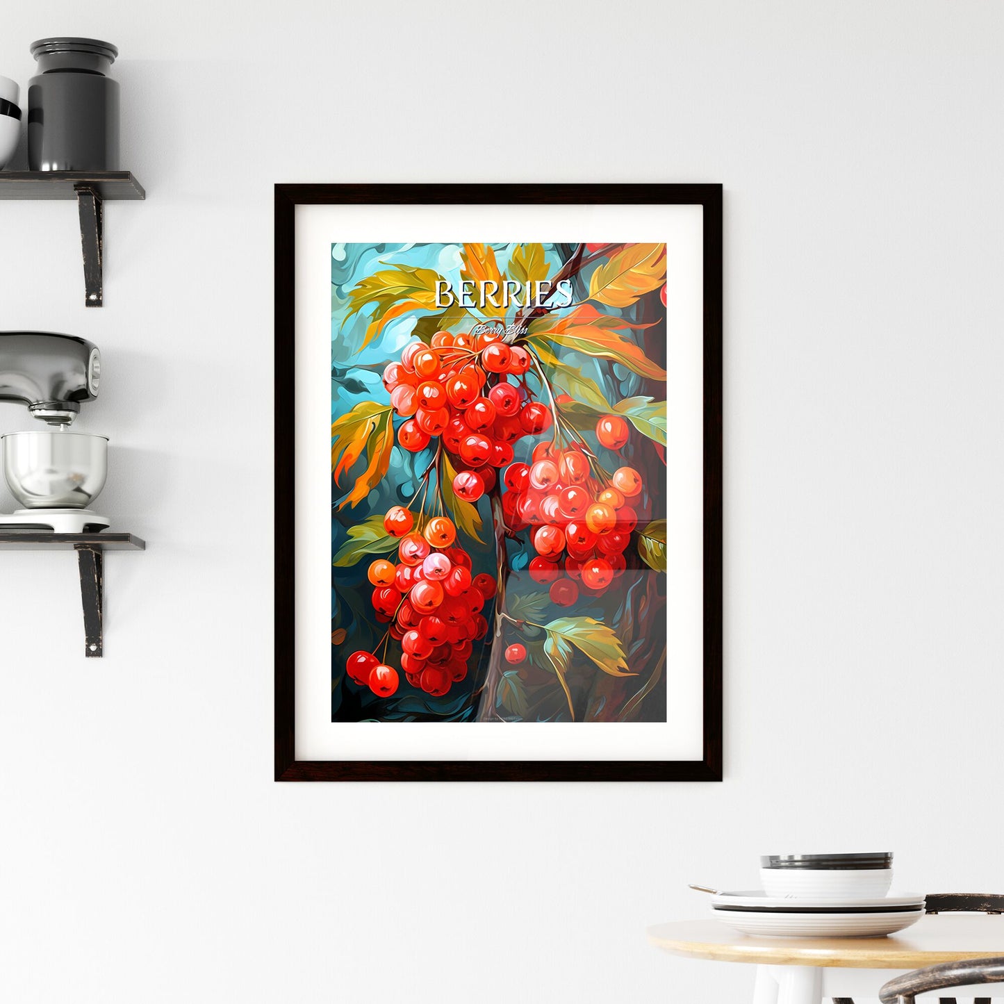 Rowan Berries With Leaves - A Painting Of Red Berries On A Branch Default Title