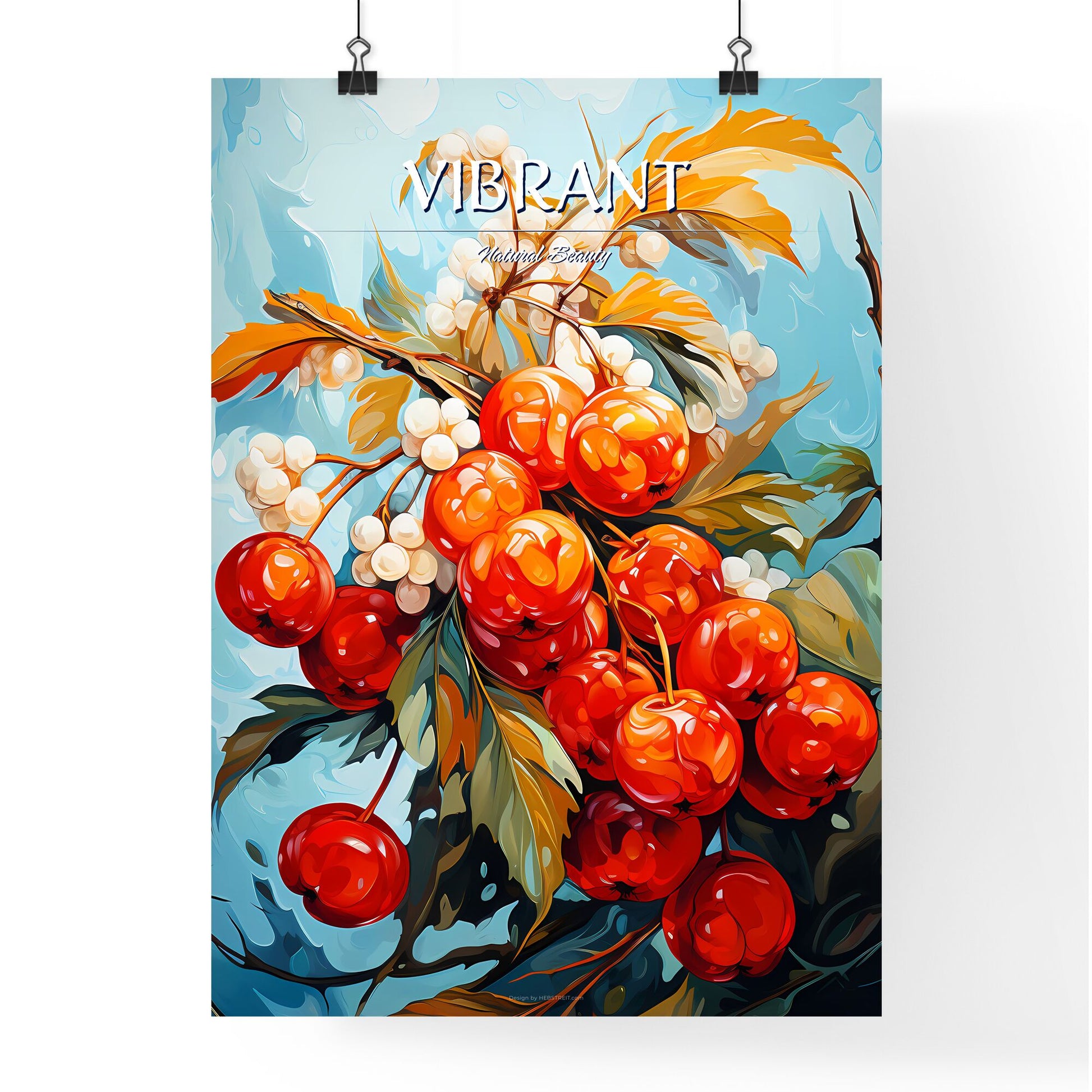 Rowan Berries With Leaves - A Painting Of Red Berries And Leaves Default Title