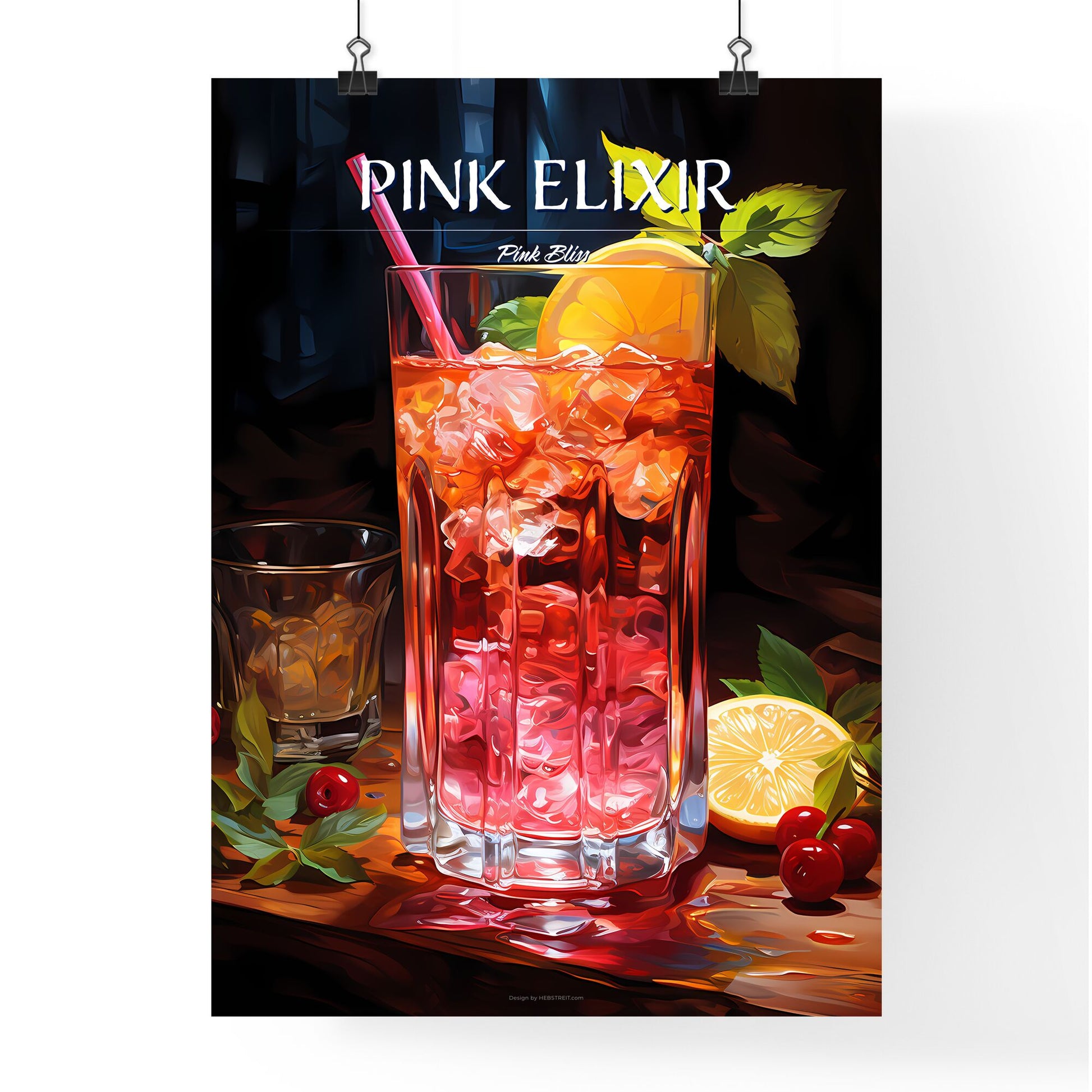 Rum And Cranberry Juice Cocktail - A Glass Of Pink Drink With Ice And Lemons Default Title