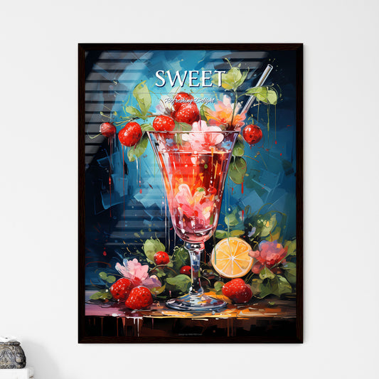 Strawberry Margarita Cocktail - A Painting Of A Glass Of Liquid With Flowers And Fruits Default Title