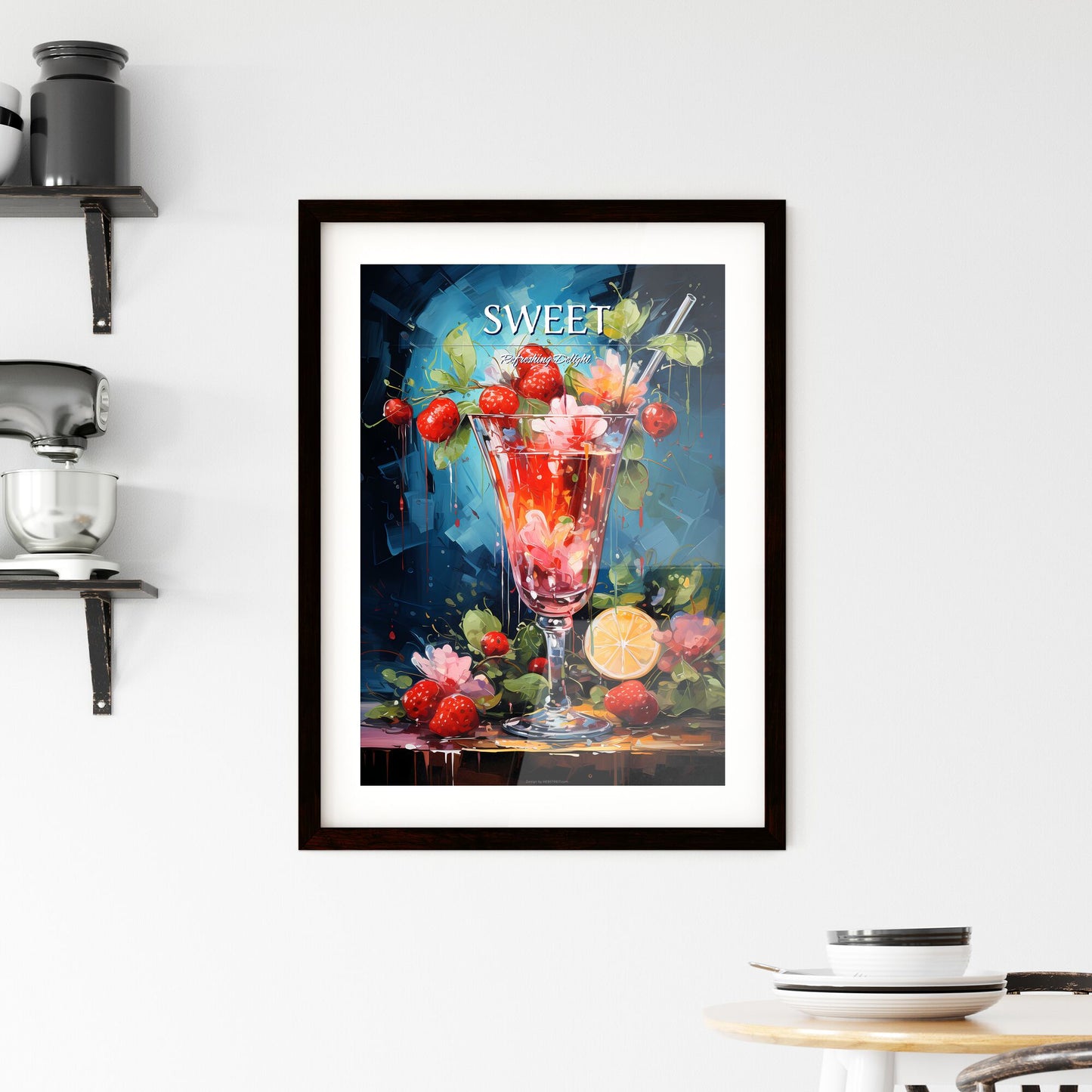 Strawberry Margarita Cocktail - A Painting Of A Glass Of Liquid With Flowers And Fruits Default Title