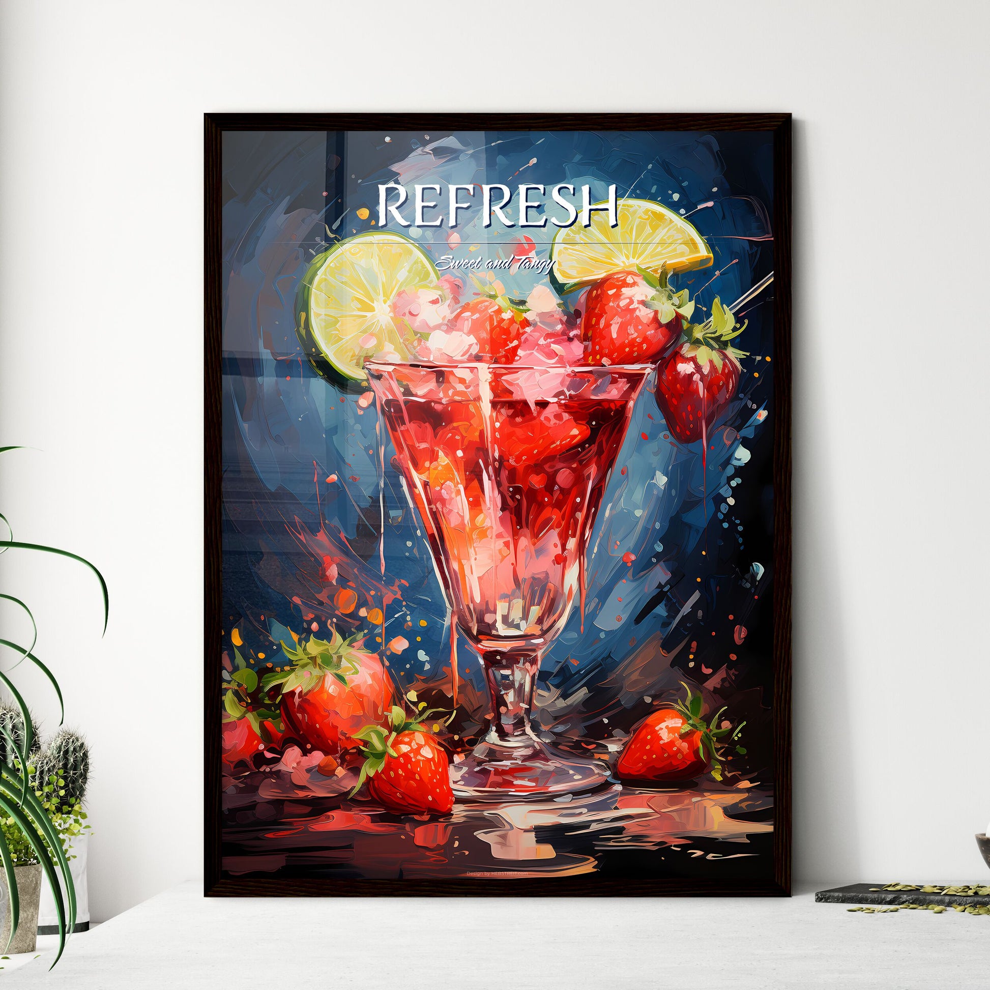 Strawberry Margarita Cocktail - A Painting Of A Drink With Strawberries And Limes Default Title