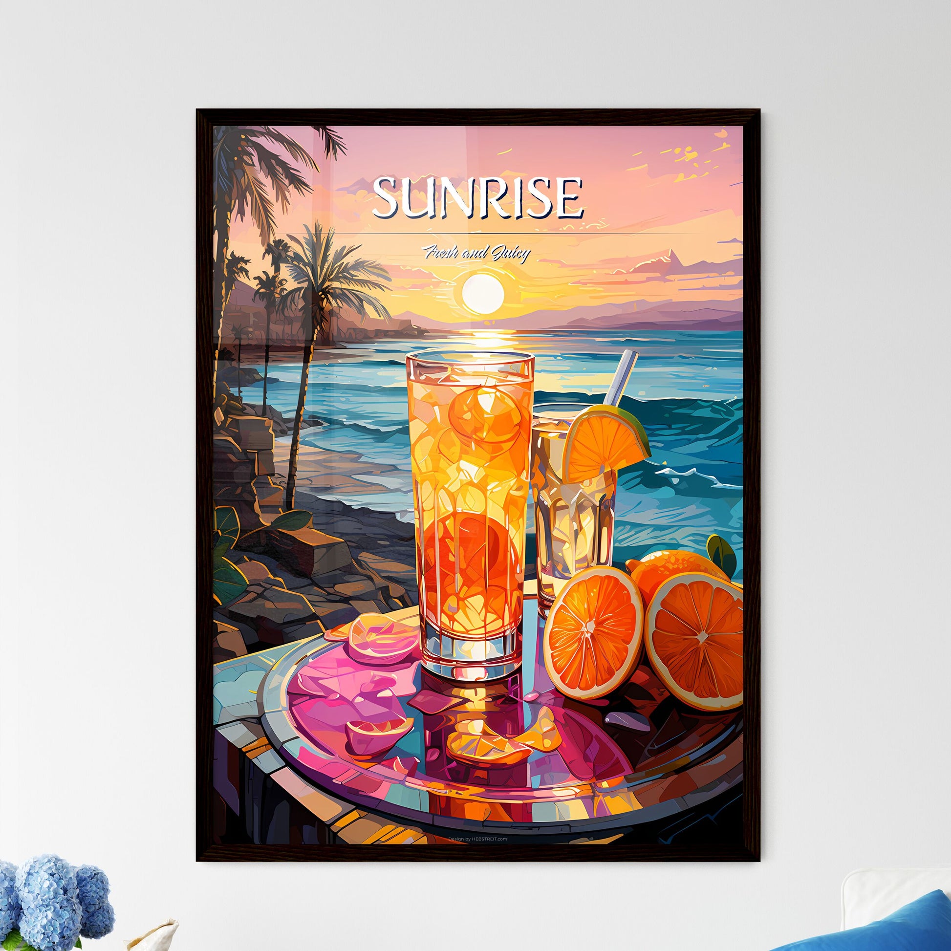 Tequila Sunrise - A Painting Of A Glass Of Orange Juice And Oranges On A Table Default Title