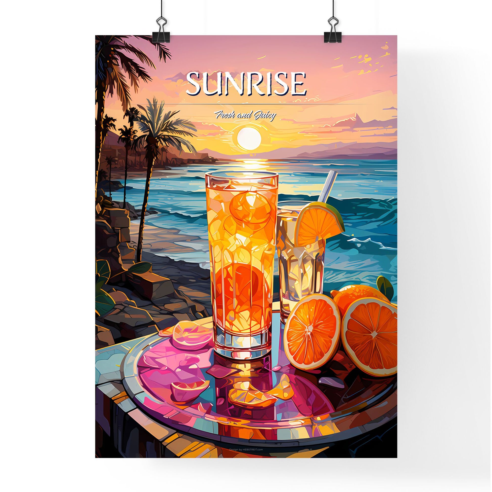 Tequila Sunrise - A Painting Of A Glass Of Orange Juice And Oranges On A Table Default Title