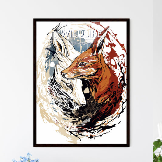 The Fox And The Rabbit Poster - A Fox And Wolf With Paint Splashes With Laguna Pueblo In The Background Default Title