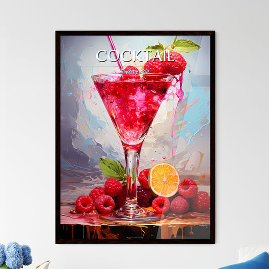 The Raspberry Martini Is A Vibrant Red Cocktail - A Glass Of Pink Liquid With Raspberries And Lemons Default Title