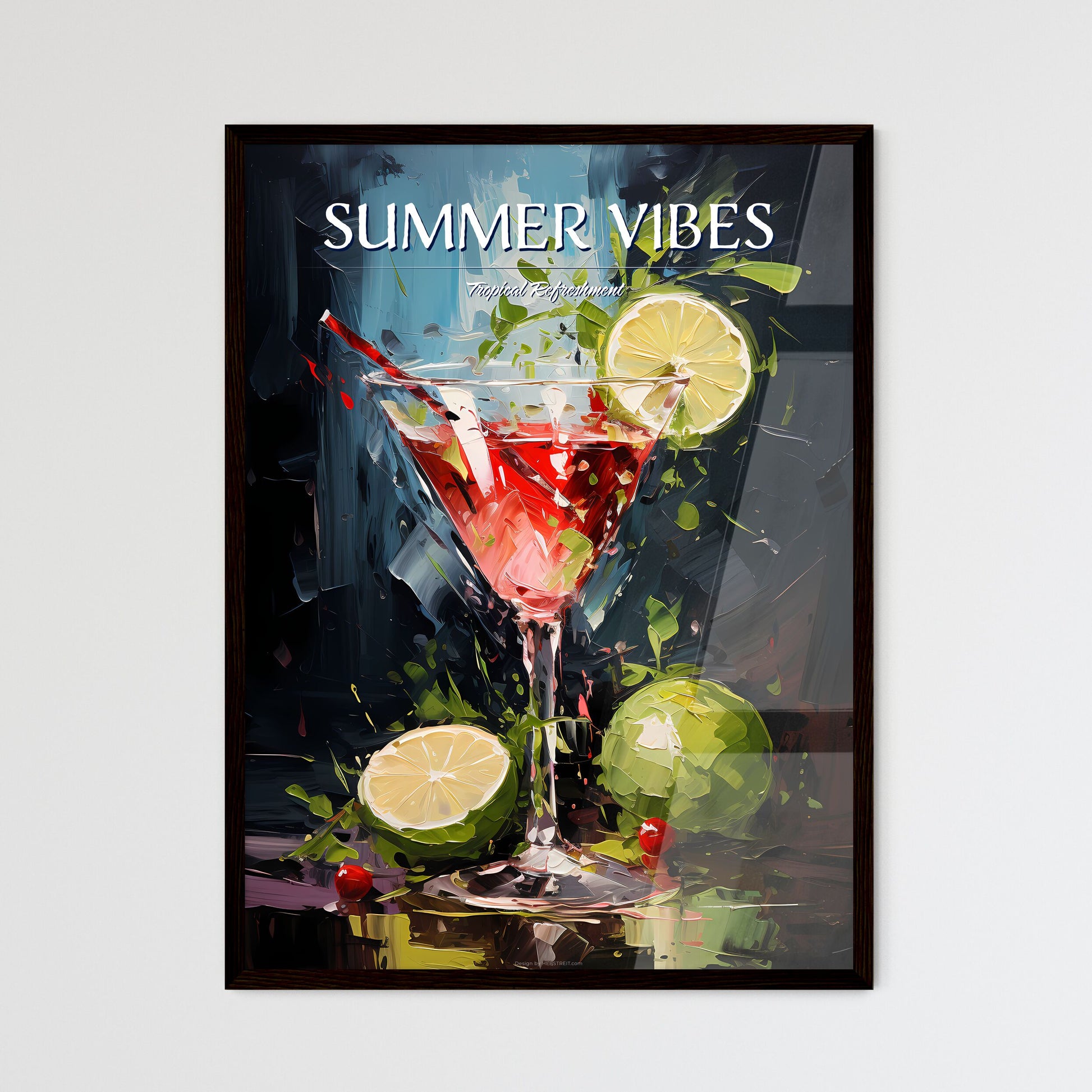 The Watermelon Martini Tastes Like Summer - A Painting Of A Glass With A Drink And Limes Default Title