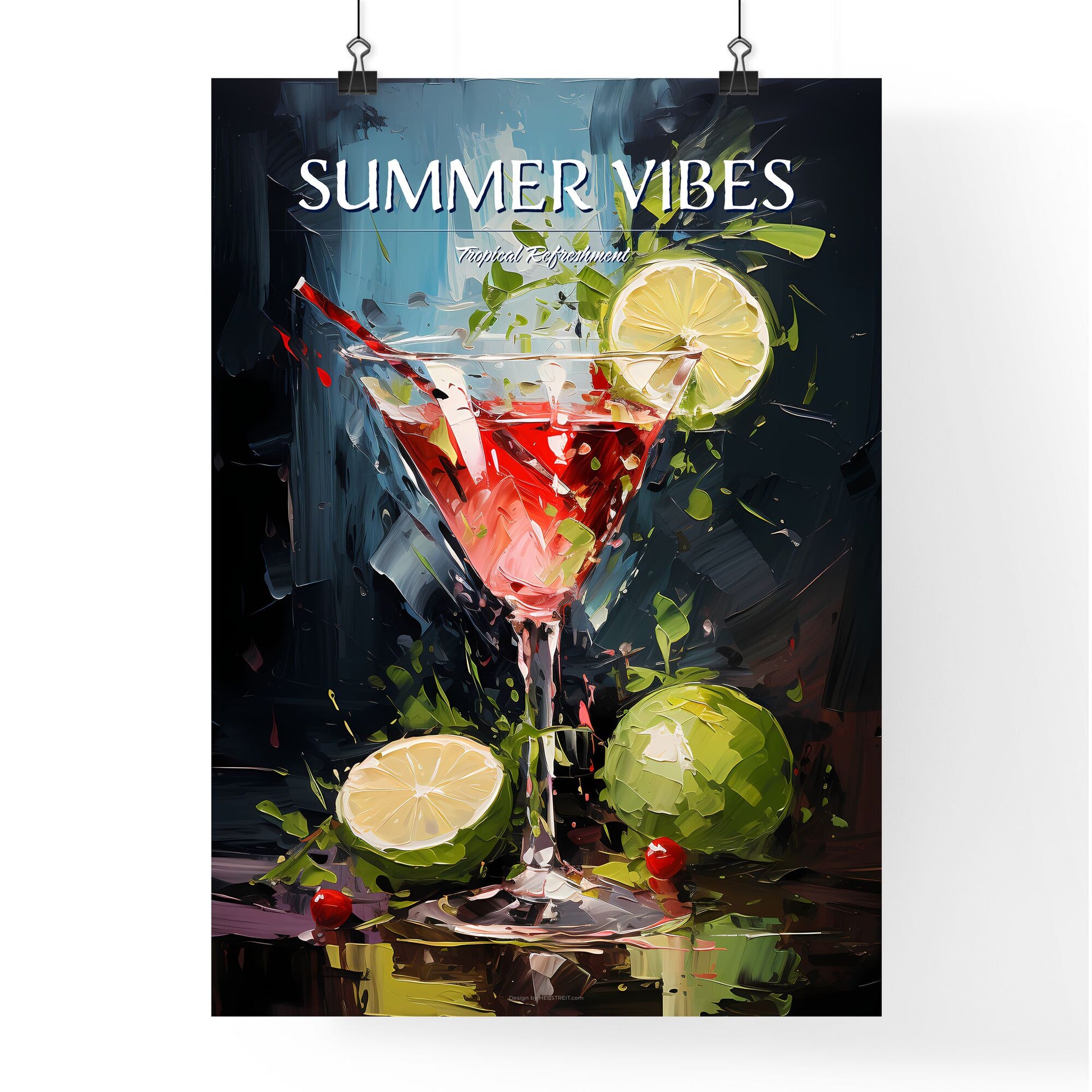 The Watermelon Martini Tastes Like Summer - A Painting Of A Glass With A Drink And Limes Default Title