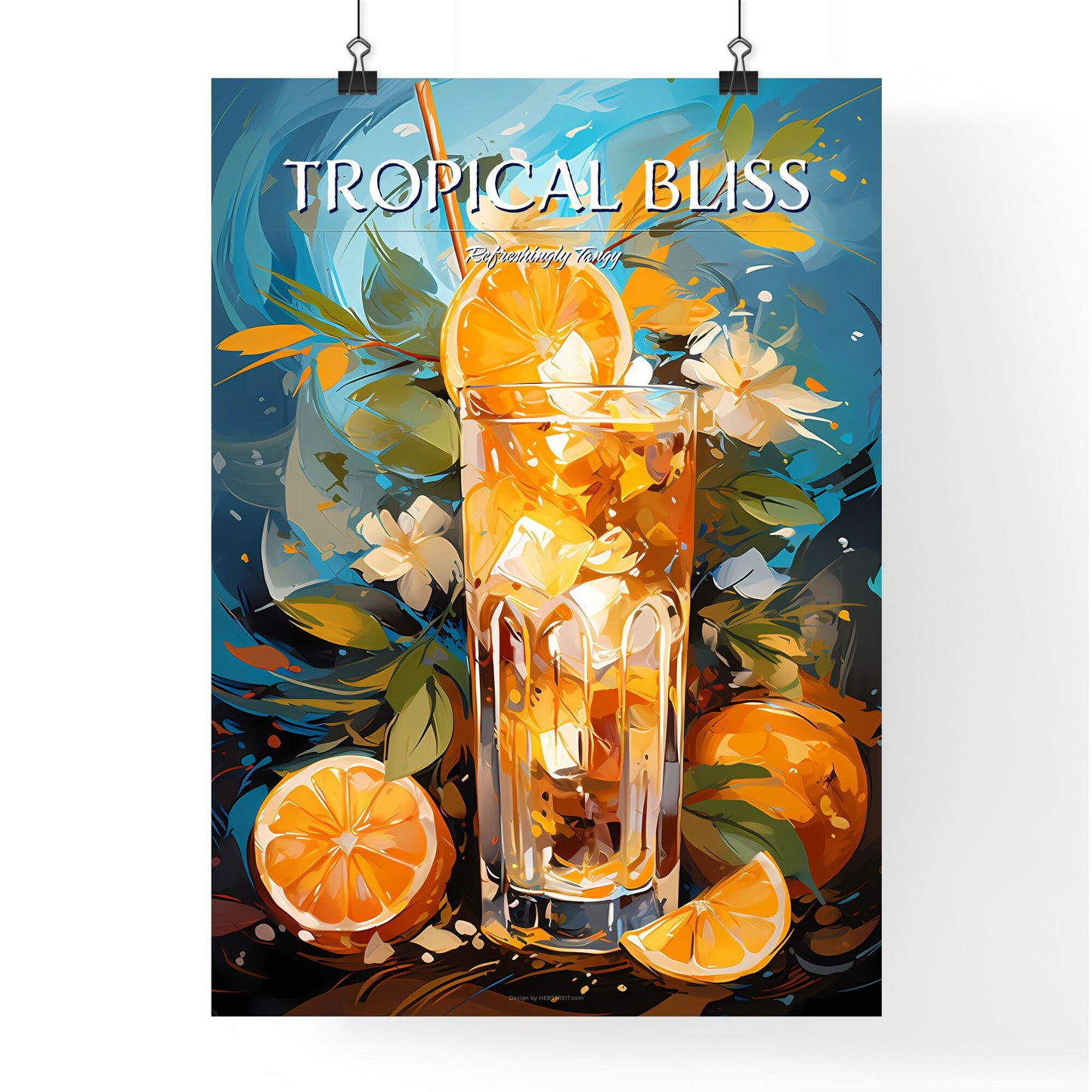 Tropical Cocktail With Orange Lemon And Carambola - A Glass Of Orange Juice With Orange Slices And Flowers Default Title