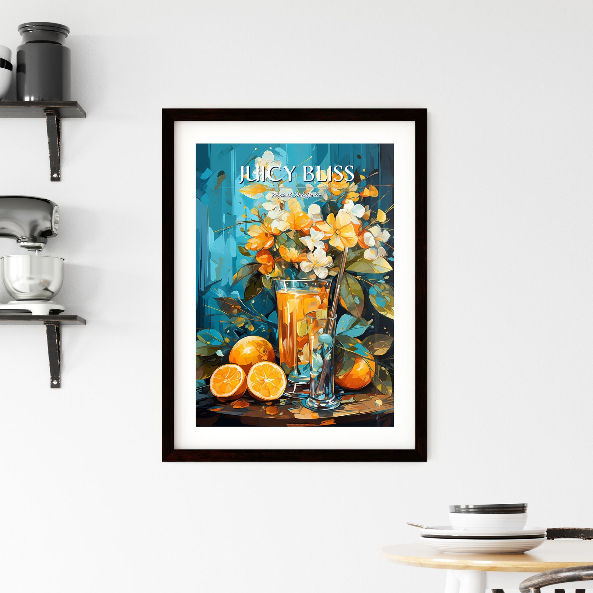 Tropical Cocktail With Orange Lemon And Carambola - A Painting Of A Glass Of Orange Juice Next To Oranges Default Title