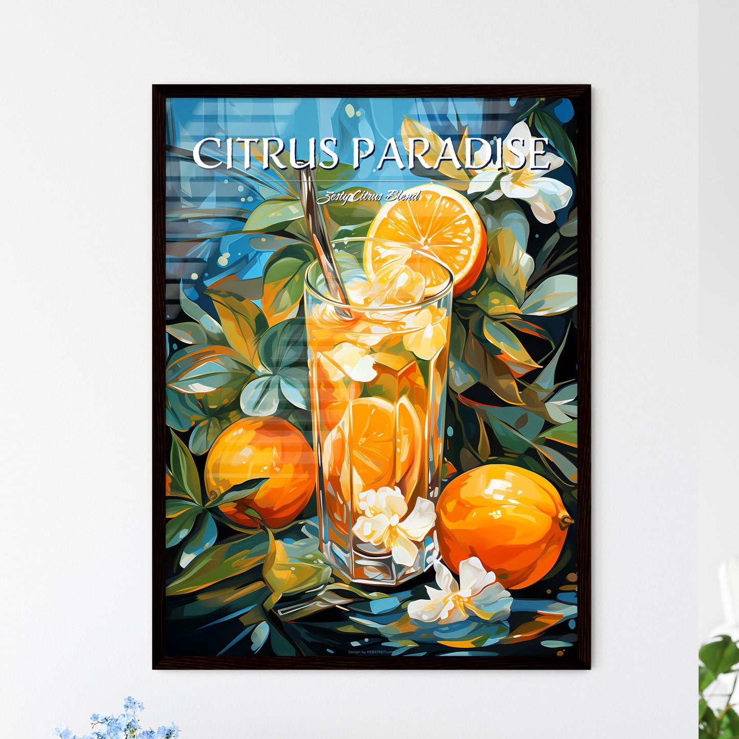 Tropical Cocktail With Orange Lemon And Carambola - A Glass Of Liquid With Oranges And Flowers Default Title