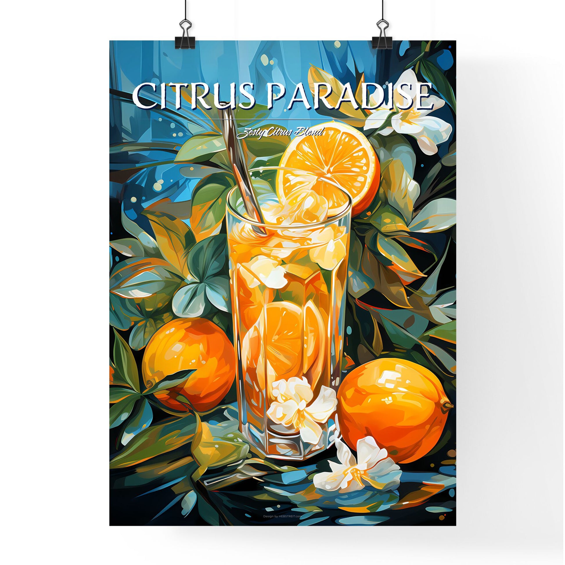 Tropical Cocktail With Orange Lemon And Carambola - A Glass Of Liquid With Oranges And Flowers Default Title