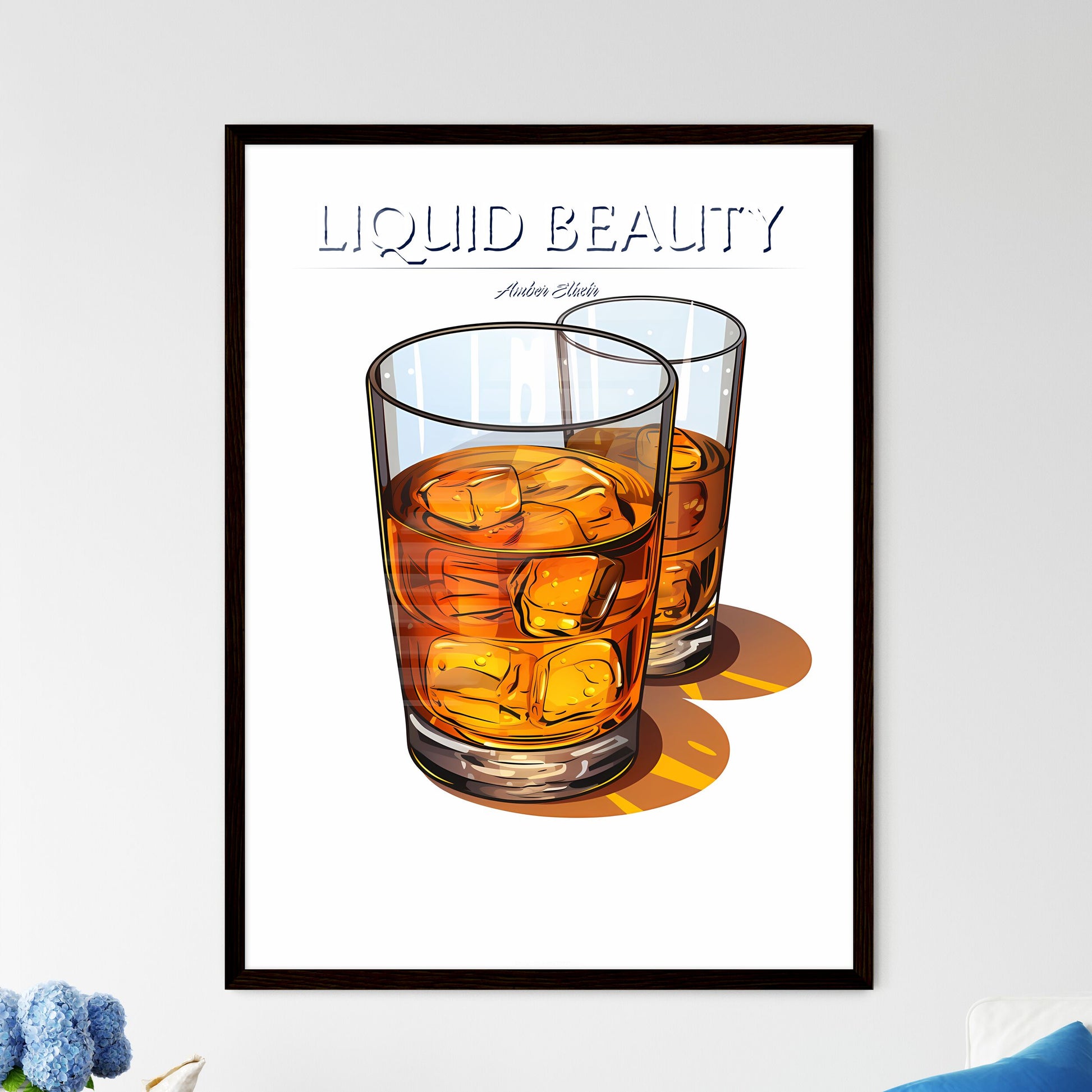 Two Glasses Of Amber Liquid With Ice Cubes Art Print Default Title