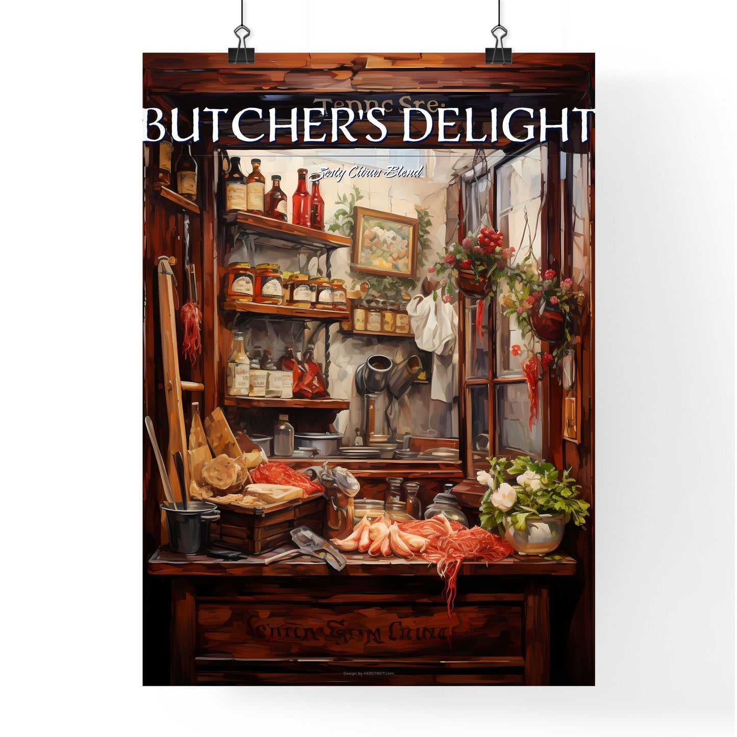 Typical Shop Window Of A Traditional Irish Butcher - A Kitchen With Shelves And Food Default Title