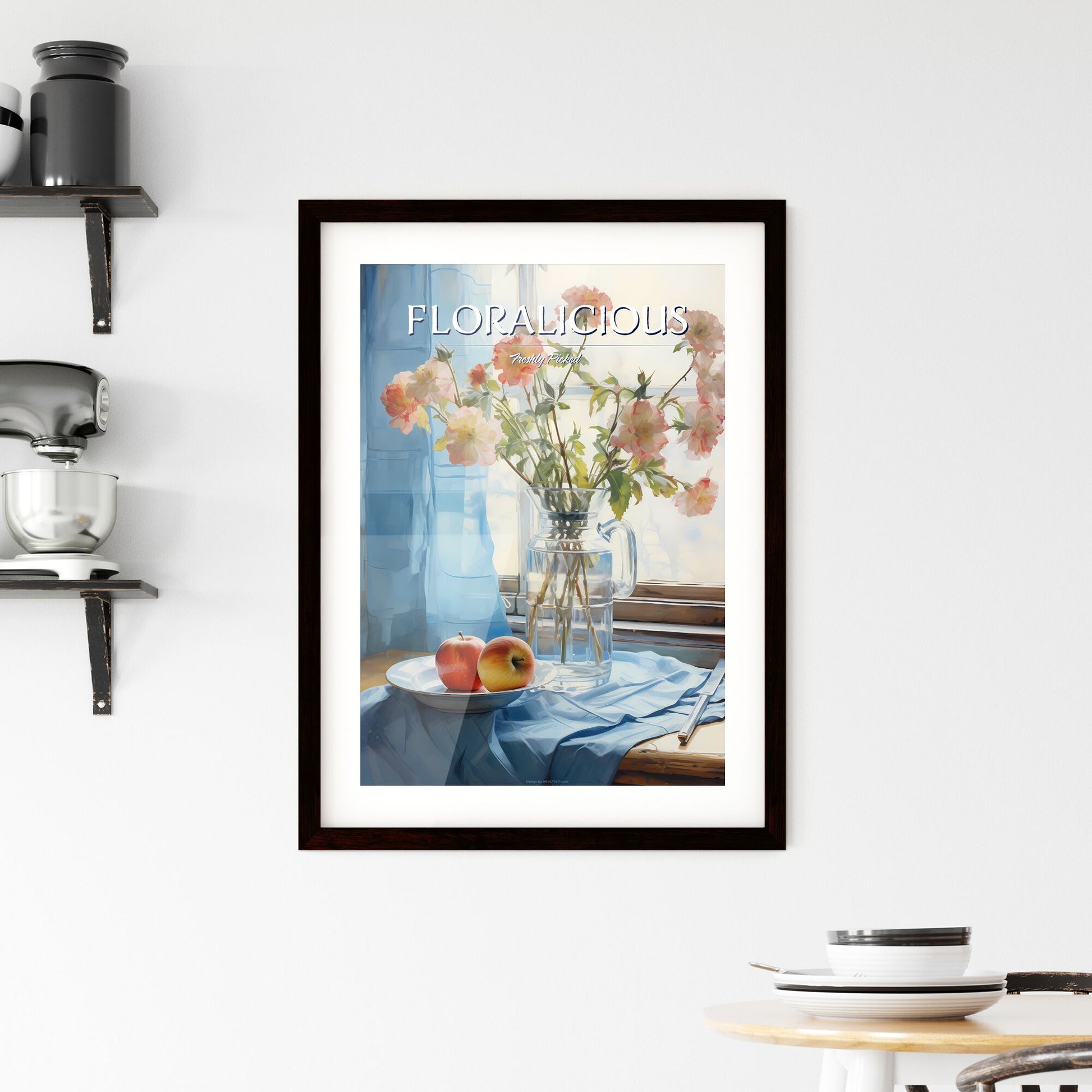 Vase Of Flowers And Apples On A Plate Art Print Default Title