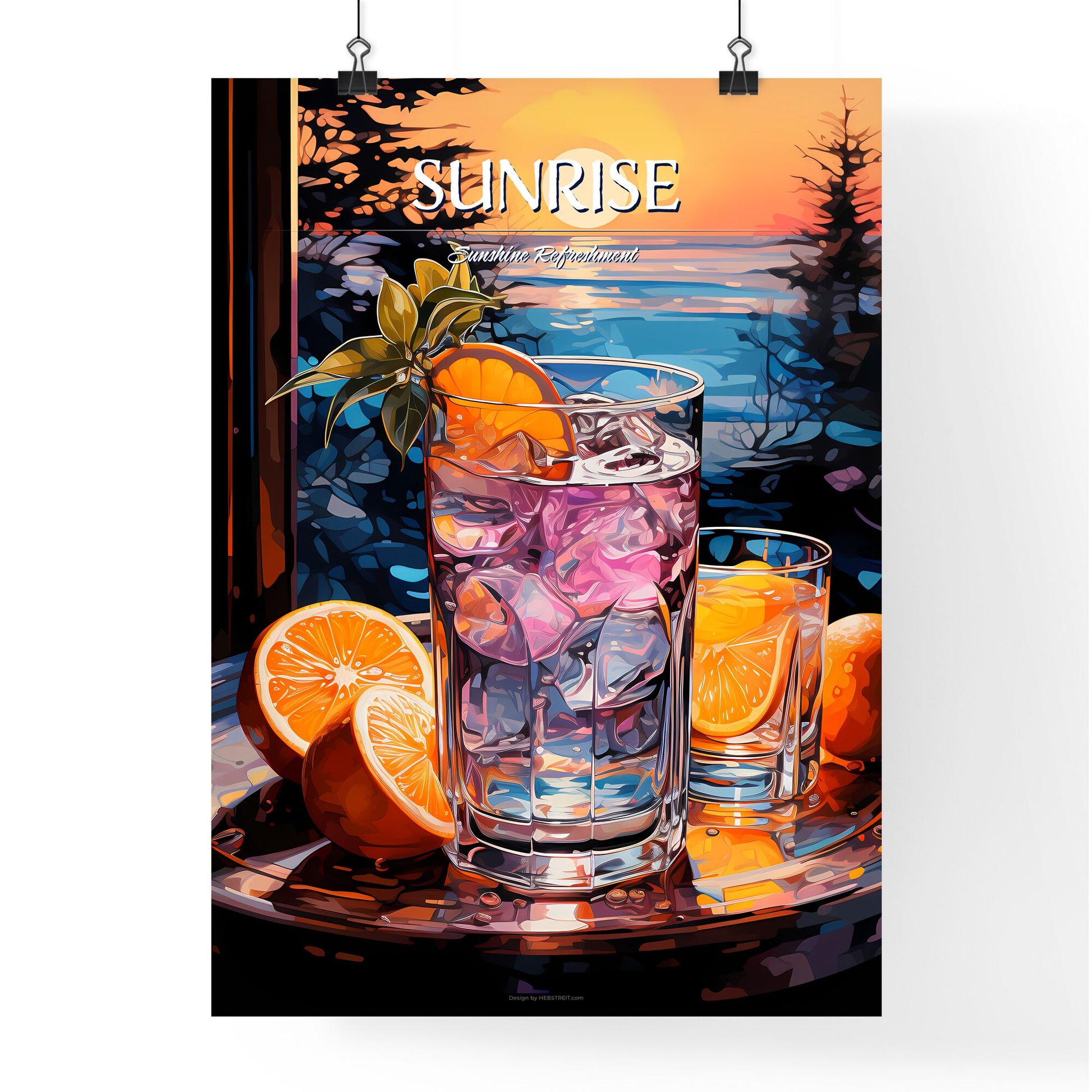 Vibrant Vodka Sunrise - A Glass Of Ice And Oranges On A Tray Default Title