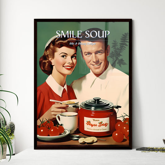 Vintage Advertising - A Man And Woman Smiling And Holding A Spoon And A Bowl Of Soup Default Title