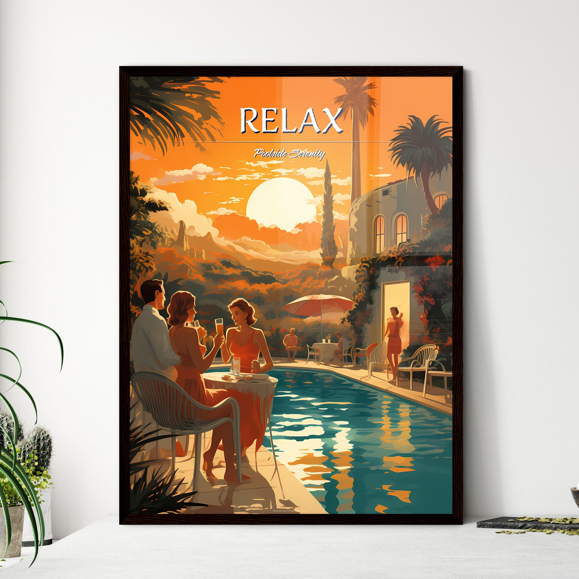 Vintage Vacation - A Group Of People Sittin - Framed Art Print