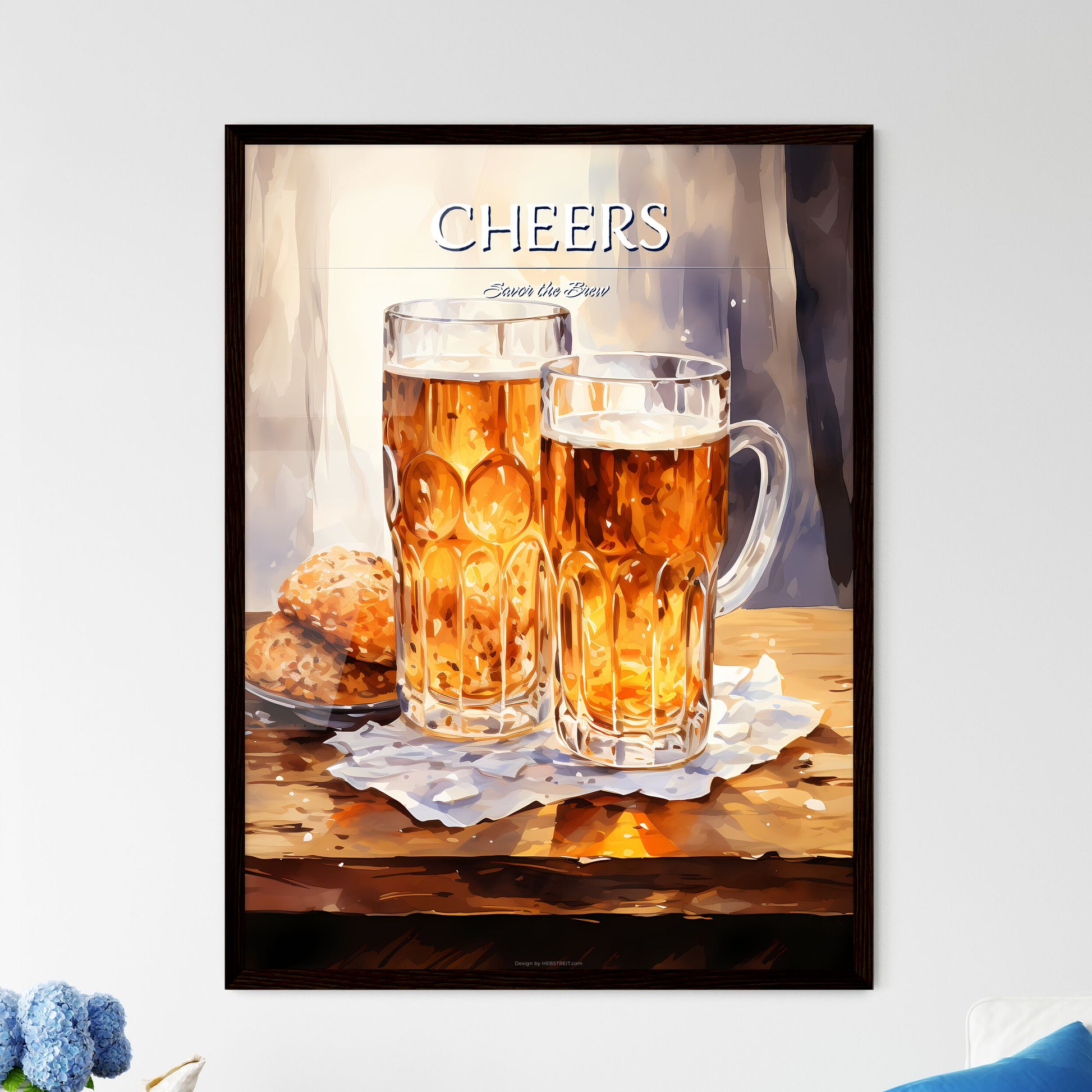 Watercolor Beer Glass And Pint - A Pair Of G - Framed Art Print
