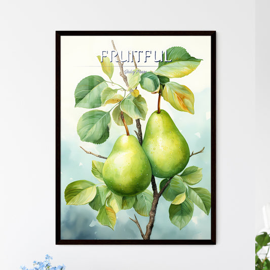 Watercolor Illustration Of Green Pears - A Painting Of Two Pears On A Tree Default Title