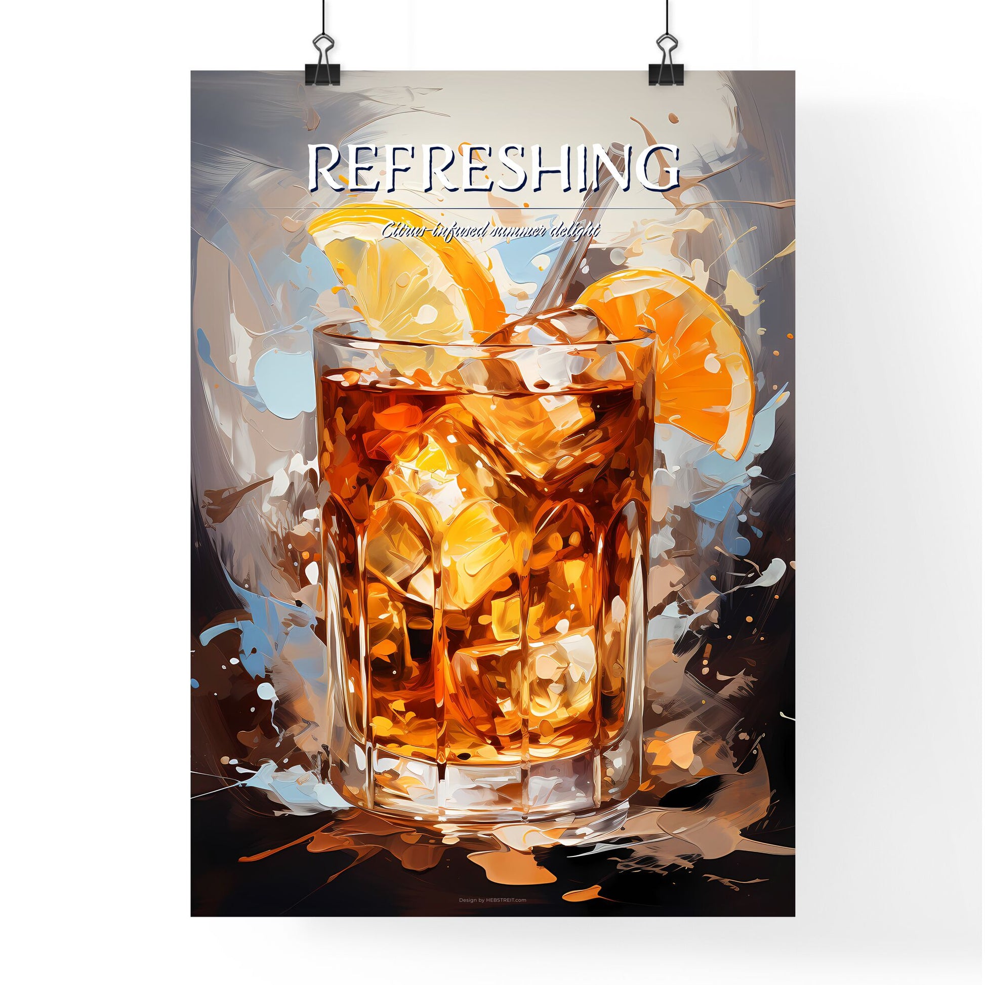 White Russian Cocktail - A Glass Of Ice Tea With Orange Slices And A Straw Default Title