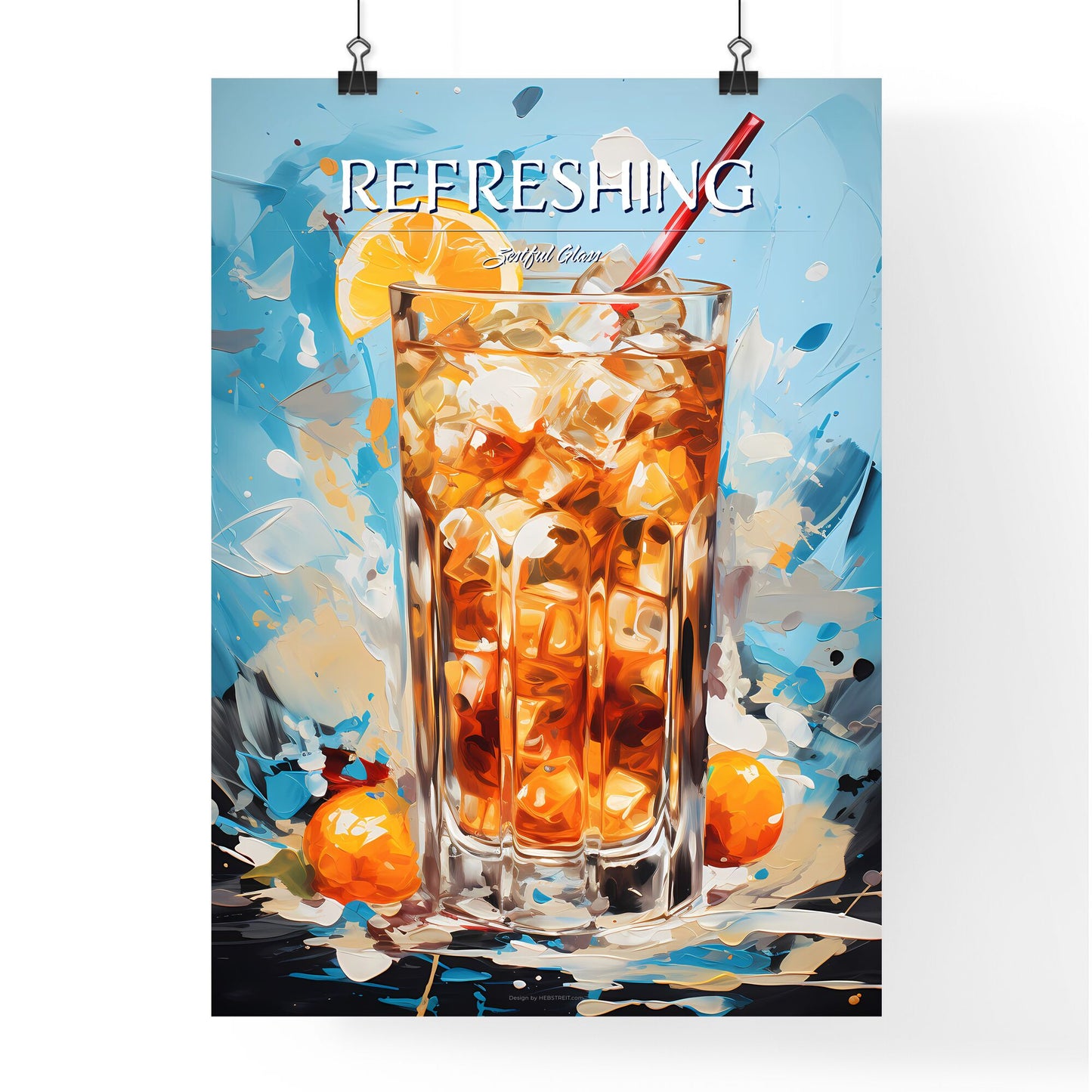 White Russian Cocktail - A Glass Of Ice Tea With Orange Slices And A Straw Default Title