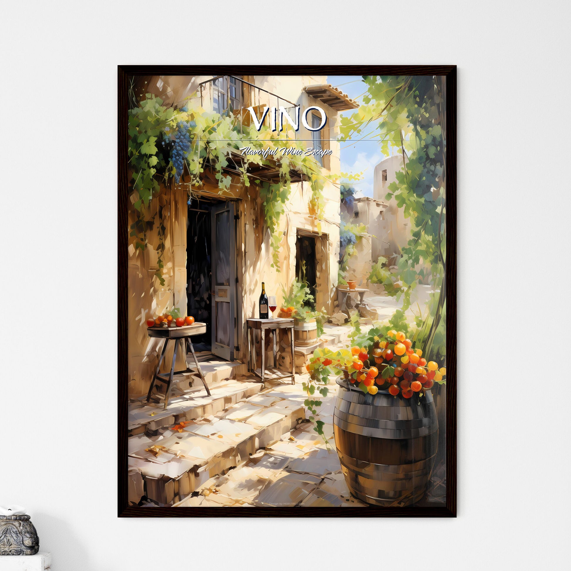 Winery In The Barossa Valley - A Painting Of A Courtyard With A Wine Barrel And Fruit Default Title