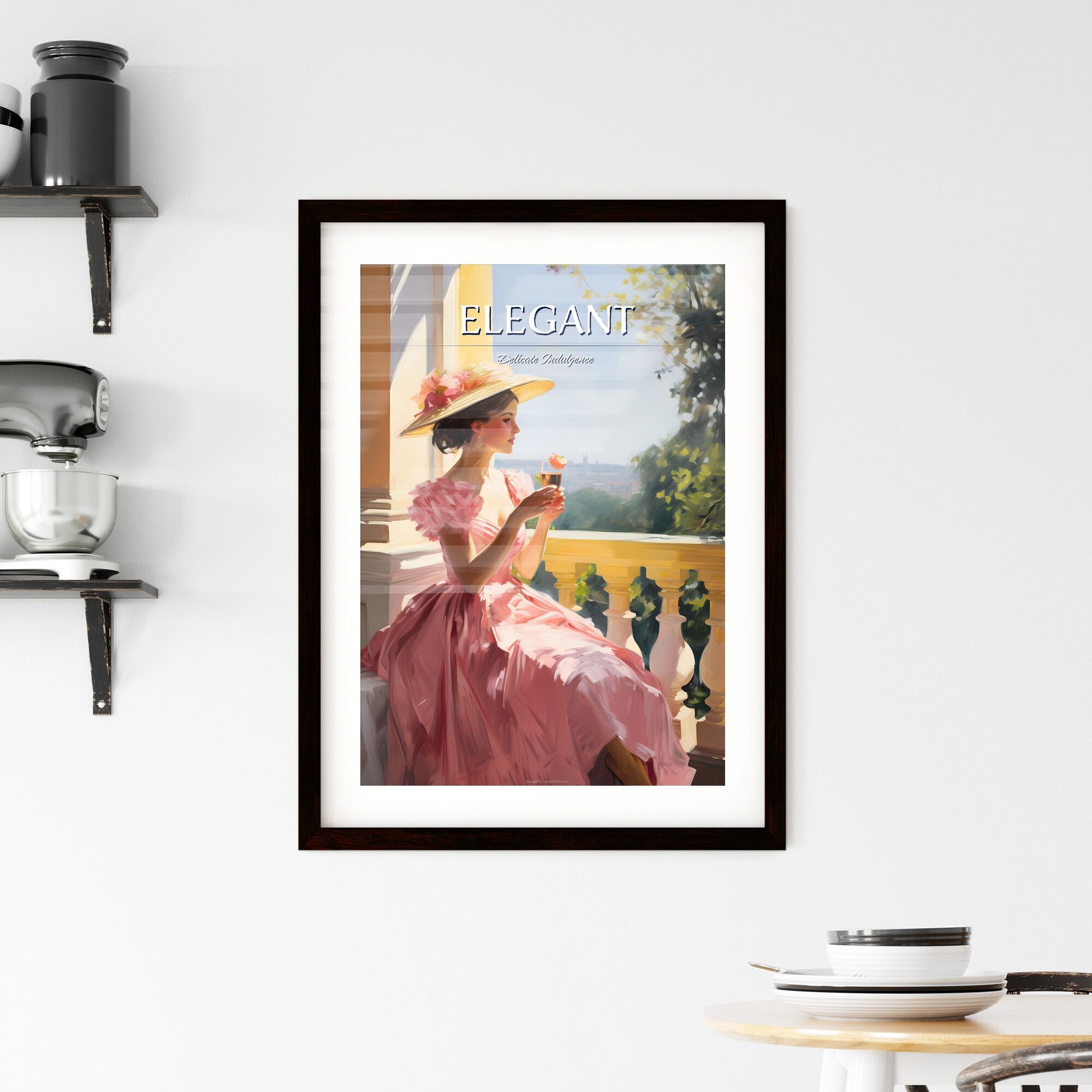 Woman In A Pink Dress Holding A Glass Of Wine Art Print Default Title