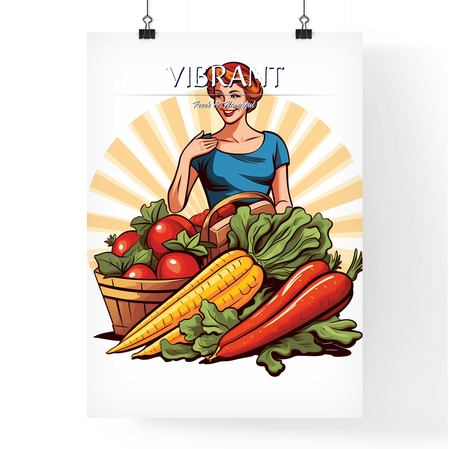 Woman Standing Next To A Basket Of Vegetables Art Print Default Title