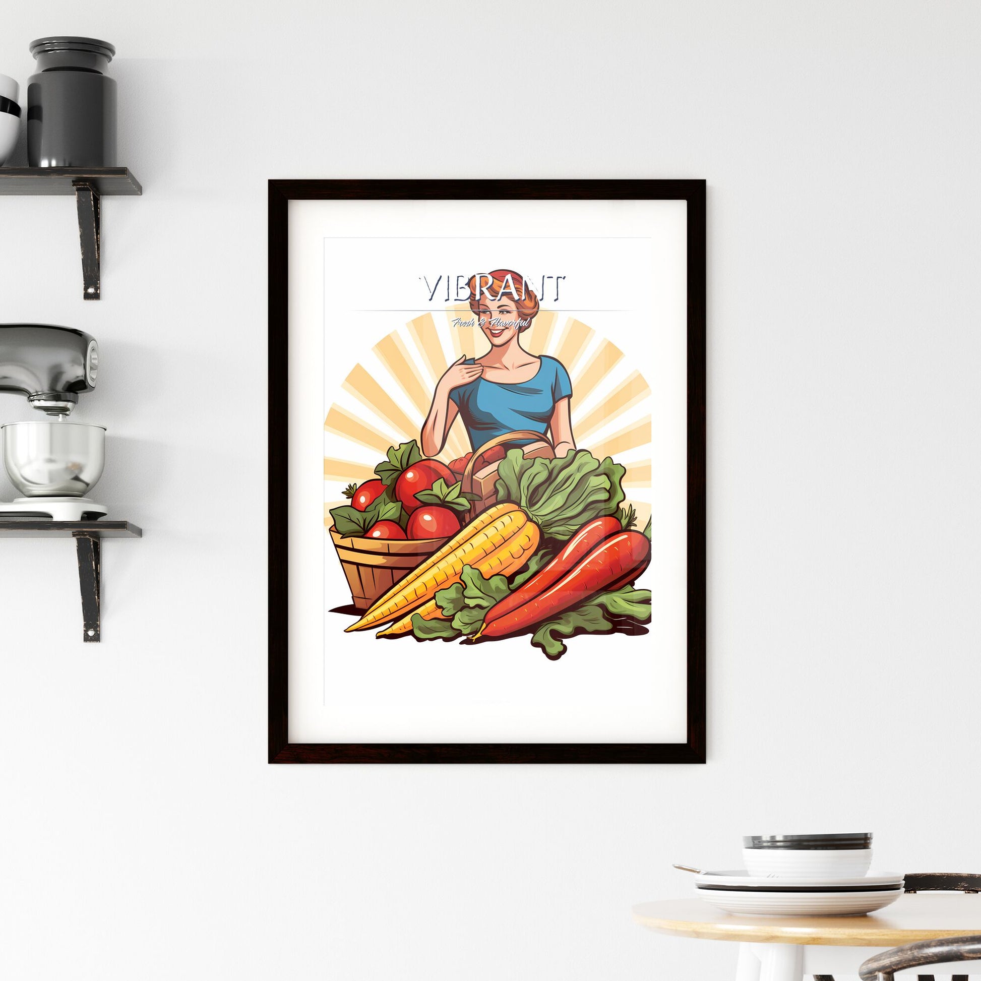 Woman Standing Next To A Basket Of Vegetables Art Print Default Title